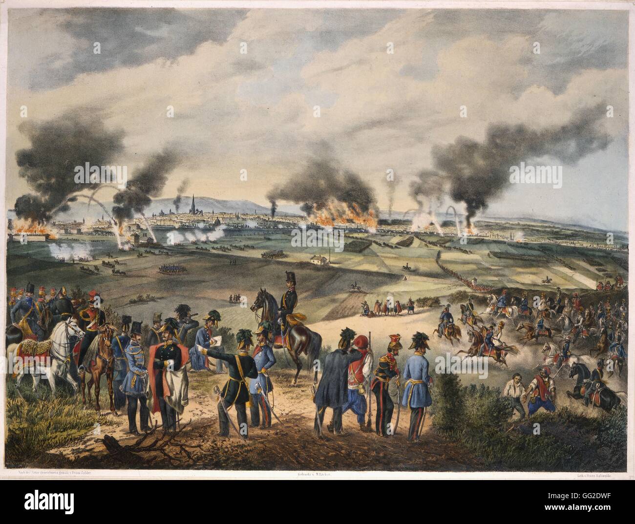 Fr. Kaliwoda after Fr. Zalder The attack of October 30, 1848, seen from Laaberg 1850 Austria, 1848 revolution  Museum of the city of Vienna Stock Photo