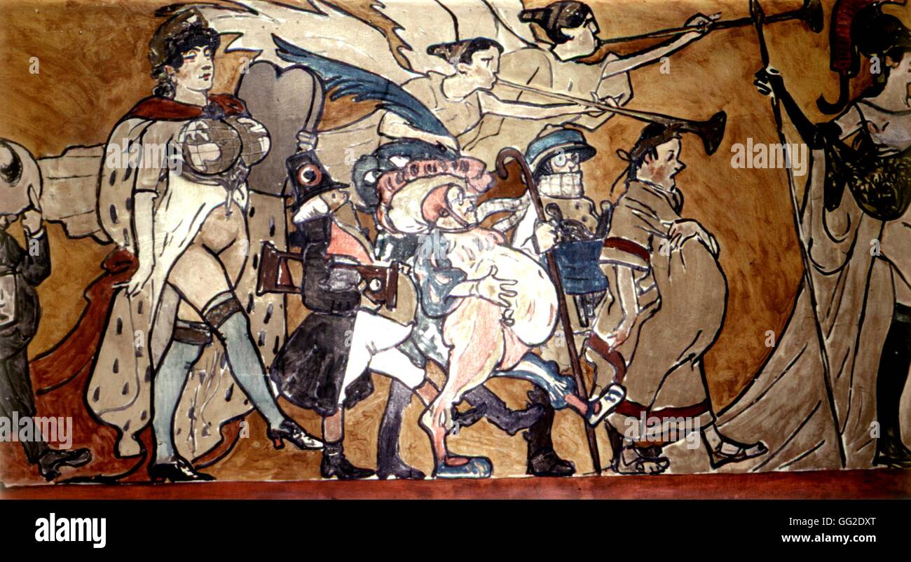F. Poncet Fresco of the Ecole normale supérieure (French Grande école for training of teachers) (detail). French culture against German culture 1909 France Stock Photo