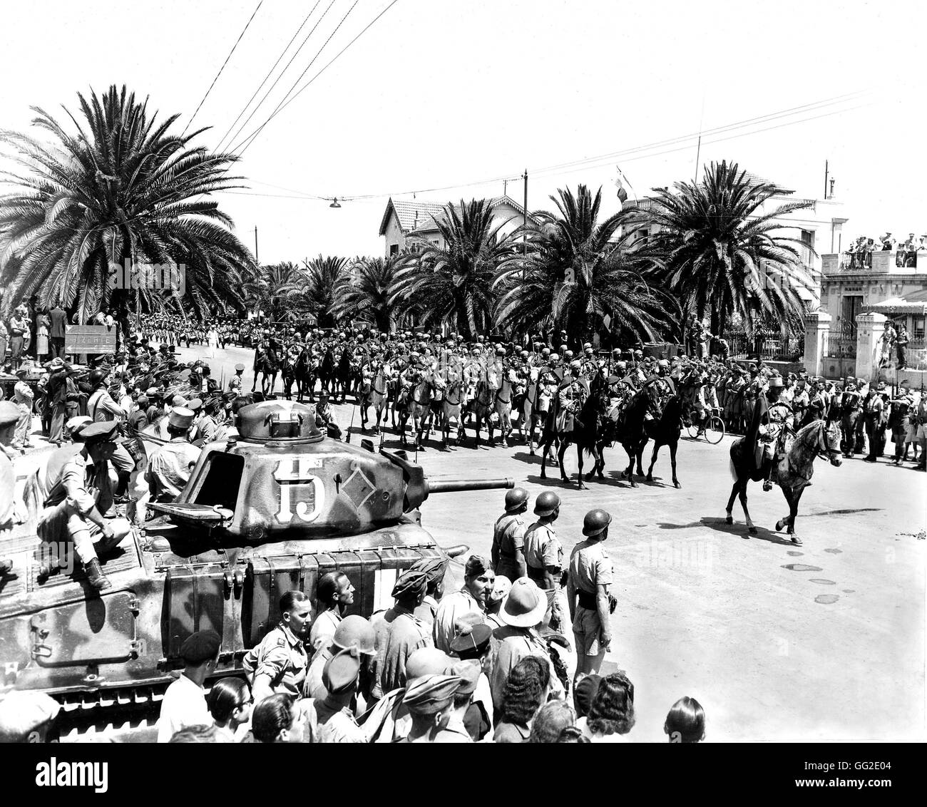 Troops of Spahis in Tunis  May 20, 1943 Tunisia - World War II Washington, Library of Congress Stock Photo