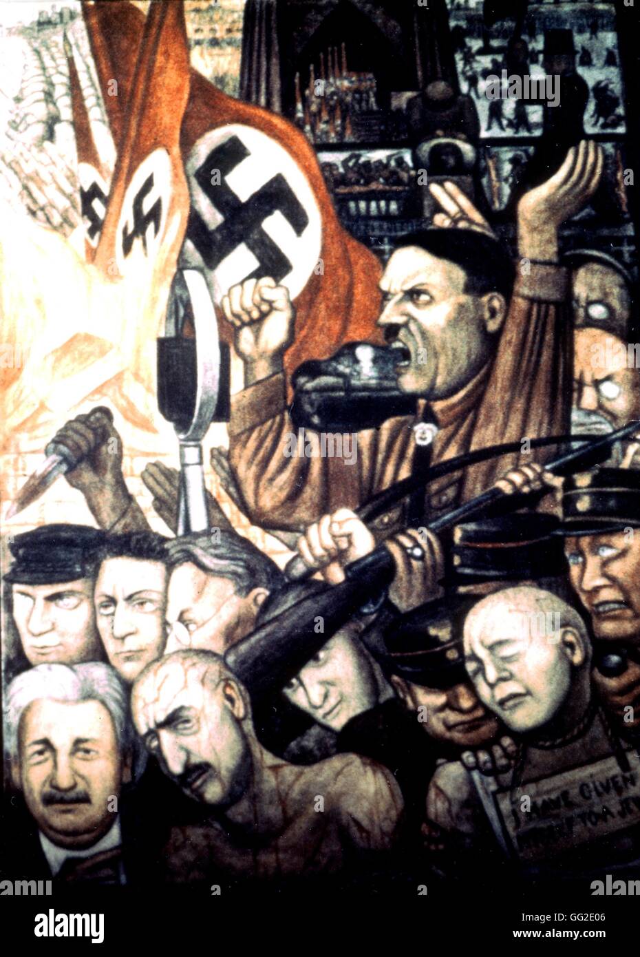 Fresco by Diego Rivera (1886-1957) (which does no longer exist). Hitler ...