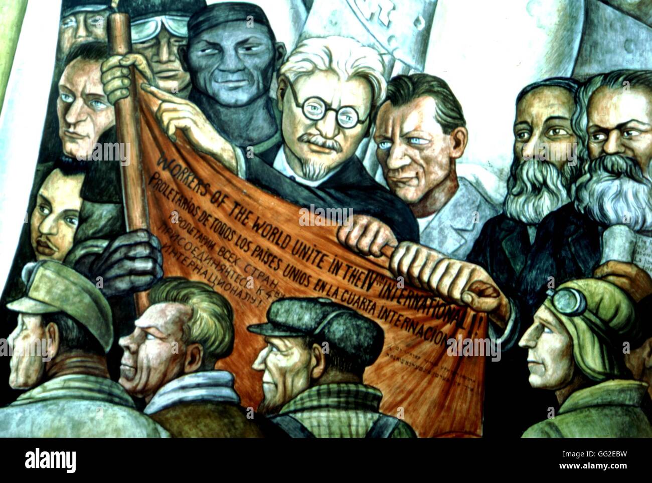 Fresco by Diego Rivera (1886-1957): Trotski and the Fourth International 20th century Mexico Mexico city, Governor's Palace Stock Photo