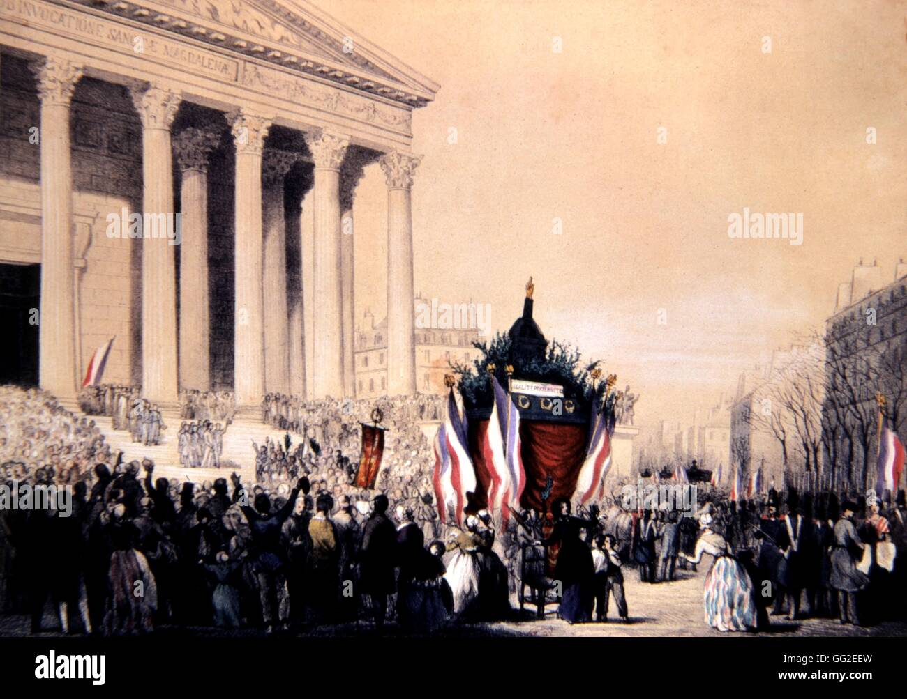 Funeral of the victims of the February 1848 shootings 19th century France - 1848 Revolution  Paris. Bibliothèque nationale Stock Photo