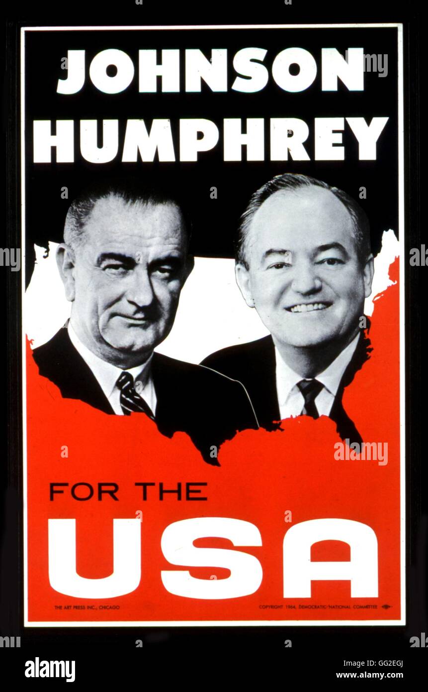 Election campaign poster, Johnson and Humphrey 1964 United States Washington. Library of Congress Stock Photo