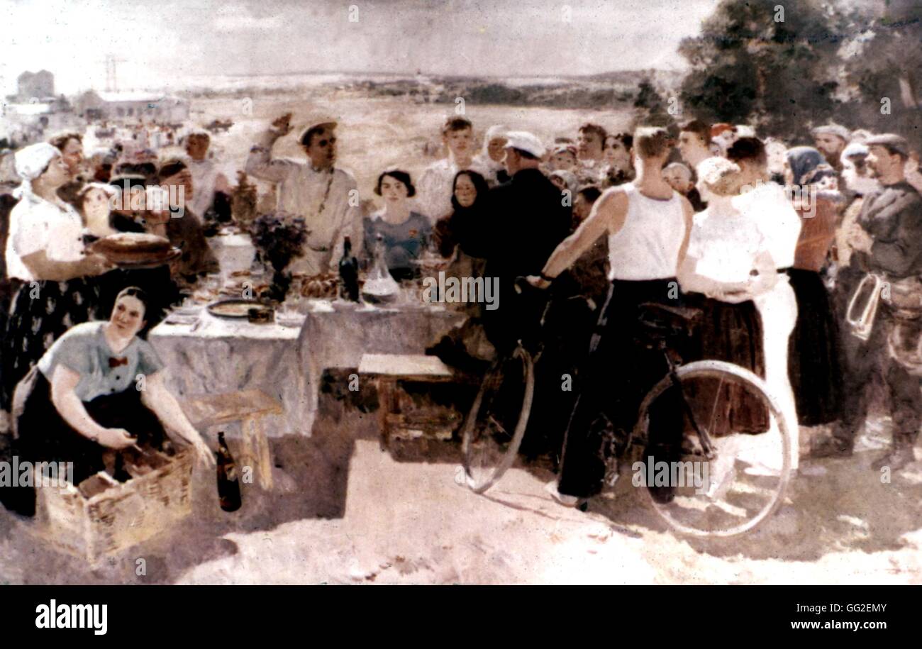 Celebration at the kolkhoz 1924 U.S.S.R. Stock Photo