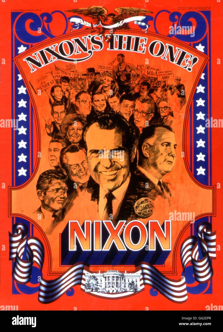 Electoral poster for Richard Nixon  1960 United States Washington. Library of Congress Stock Photo