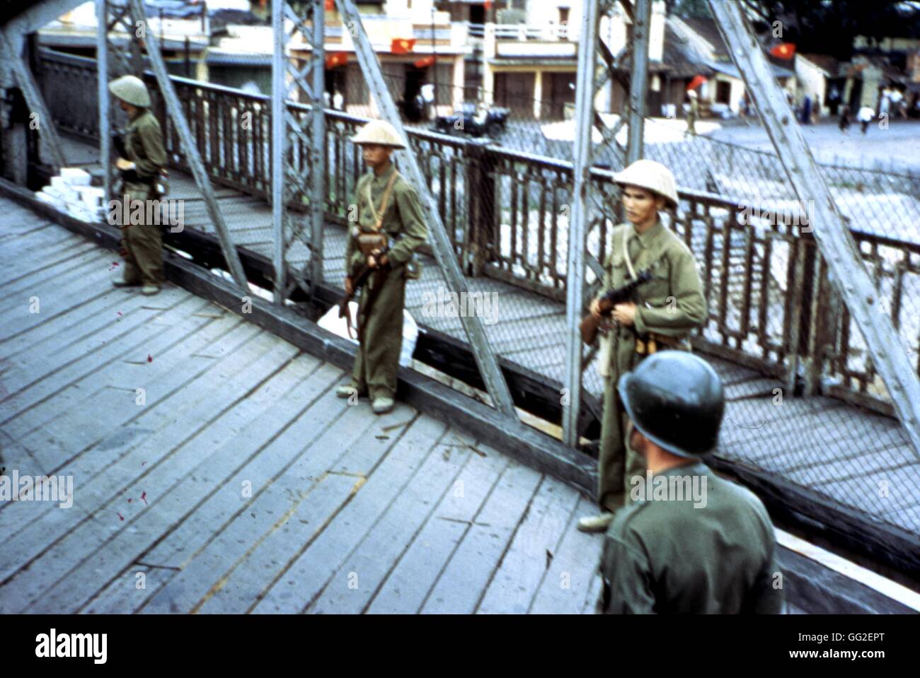 Communist troops entering Haiphong (1954) Vietnam - War in Indochina National Archives. Washington Stock Photo