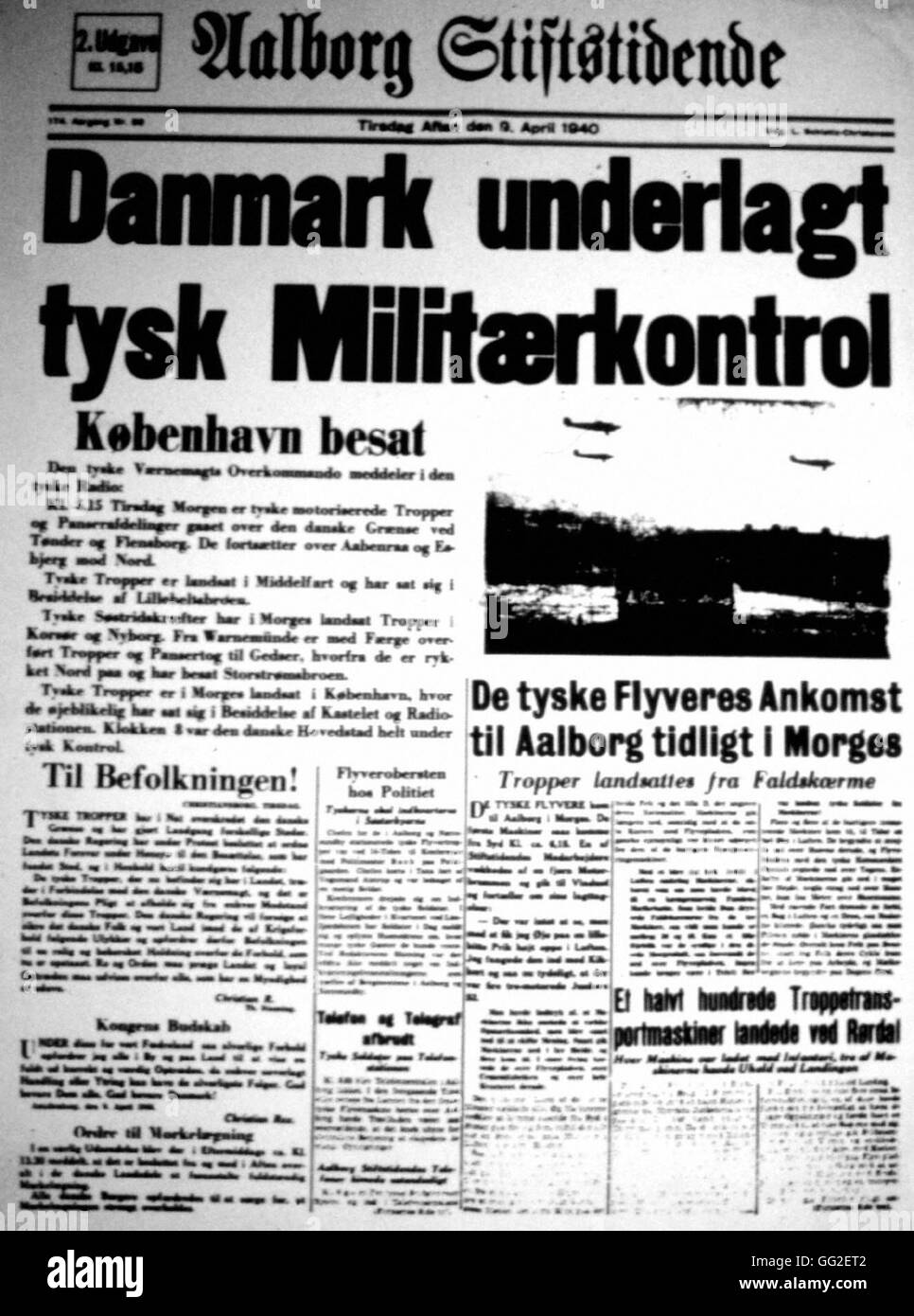 Denmark - 4-9-1940 German invasion of Denmark Denmark. Frederikhaun Museum Stock Photo