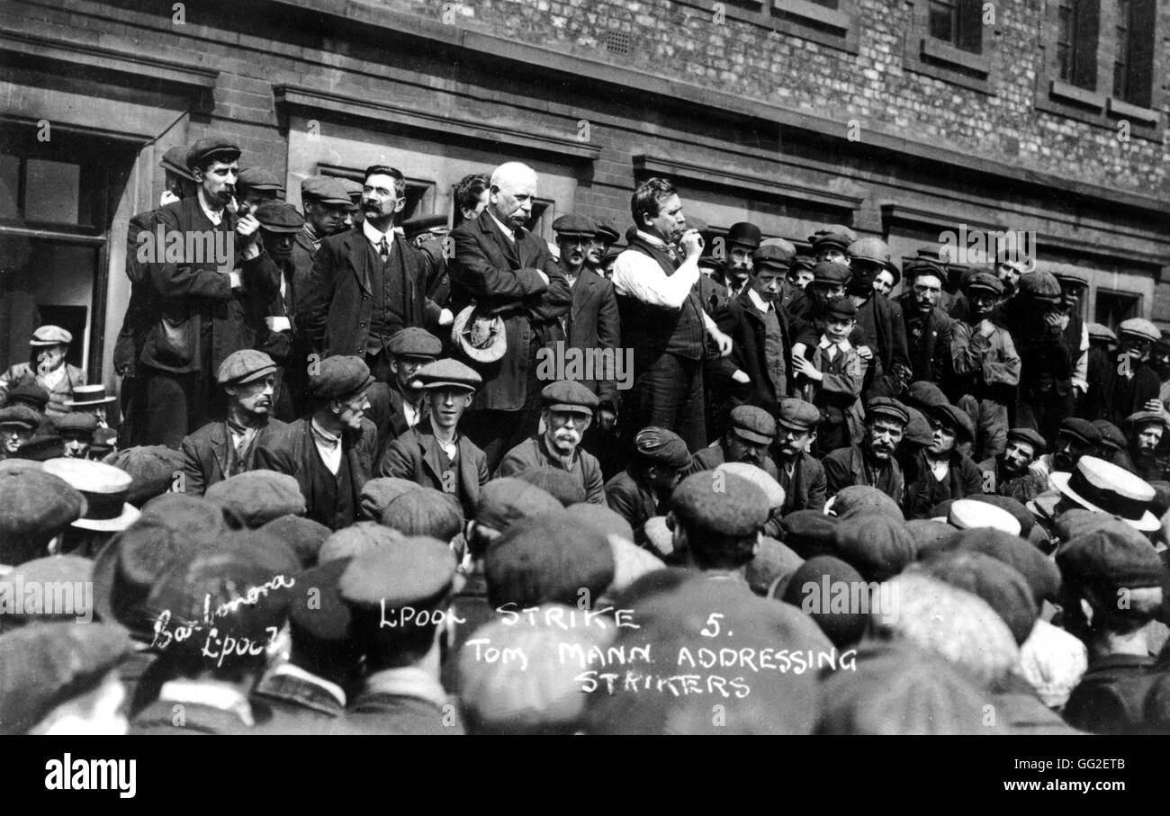 Tom Mann addressing the strikers at Liverpool 1906 Great Britain  Amsterdam. Institute for social history Stock Photo