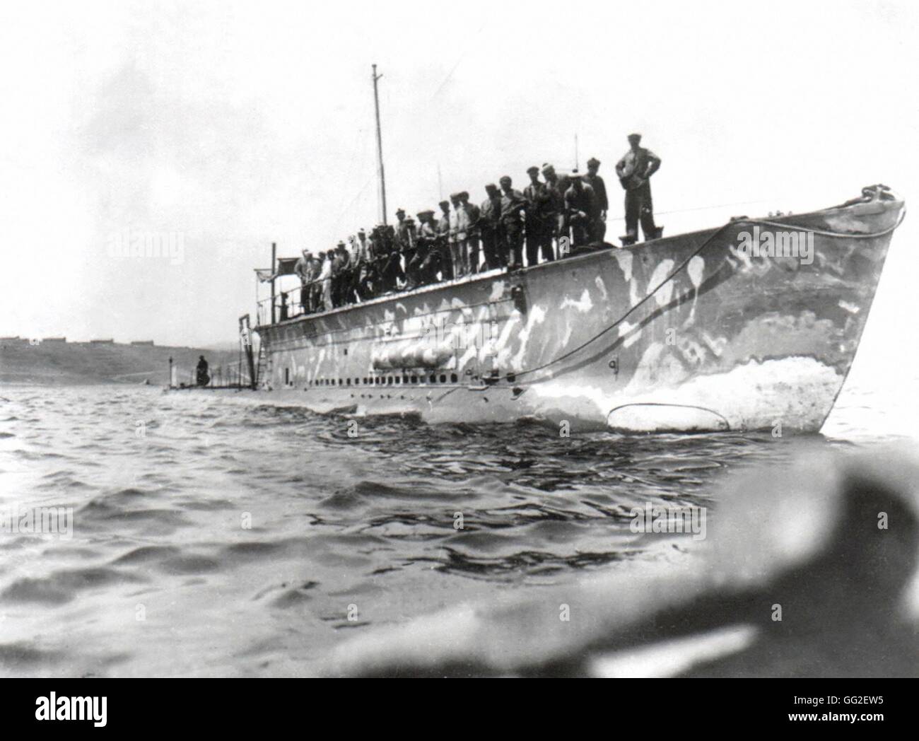 Turkey - 1916 World War I. The last French submarine arriving in the Dardanelles Vincennes. Musée de la guerre (War Museum) Stock Photo