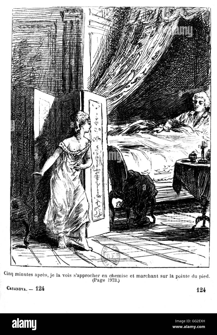 Scene from 'Histoire de ma vie' by Casanova. 19th century Stock Photo