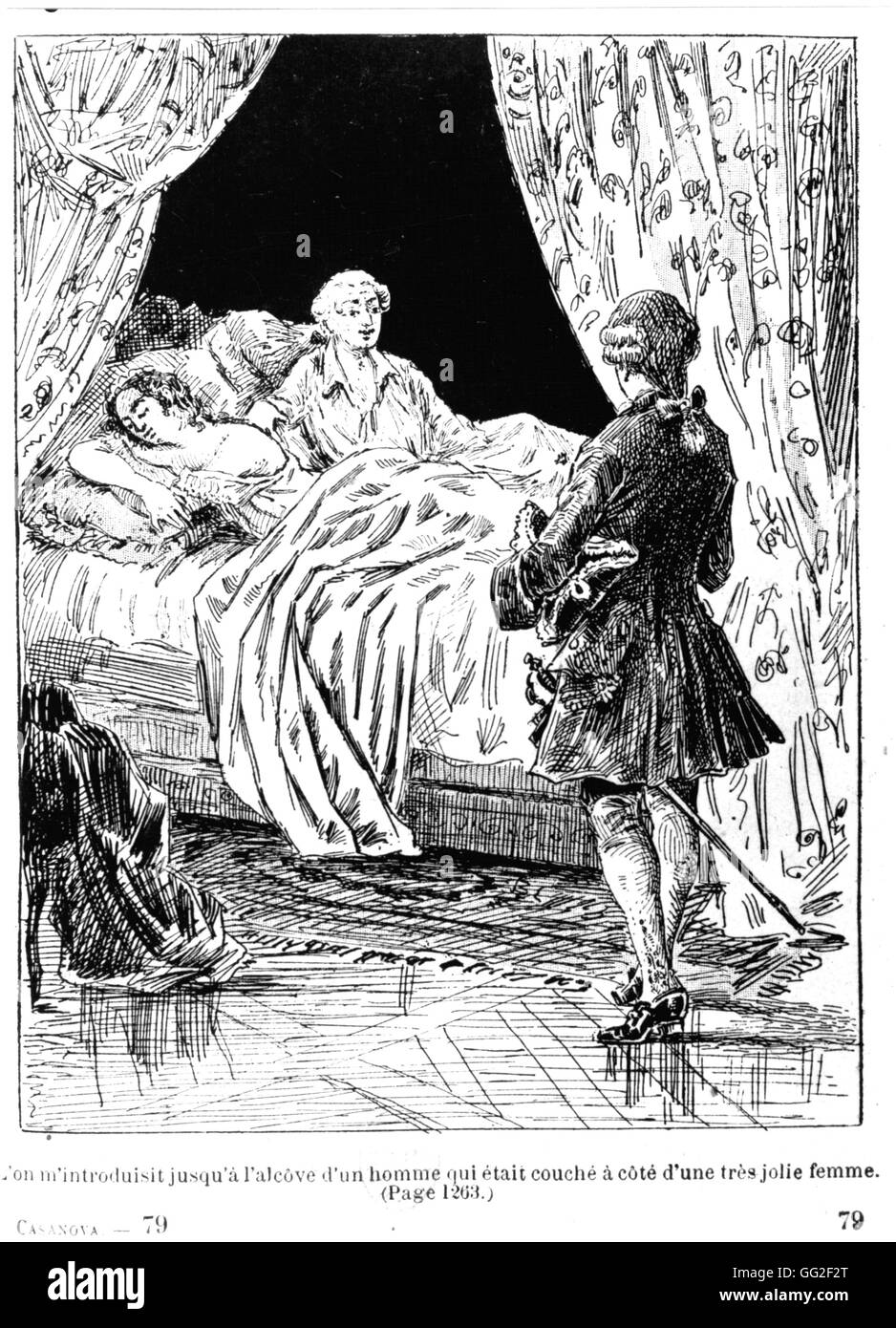 Scene from 'Histoire de ma vie' by Casanova. 19th century Stock Photo