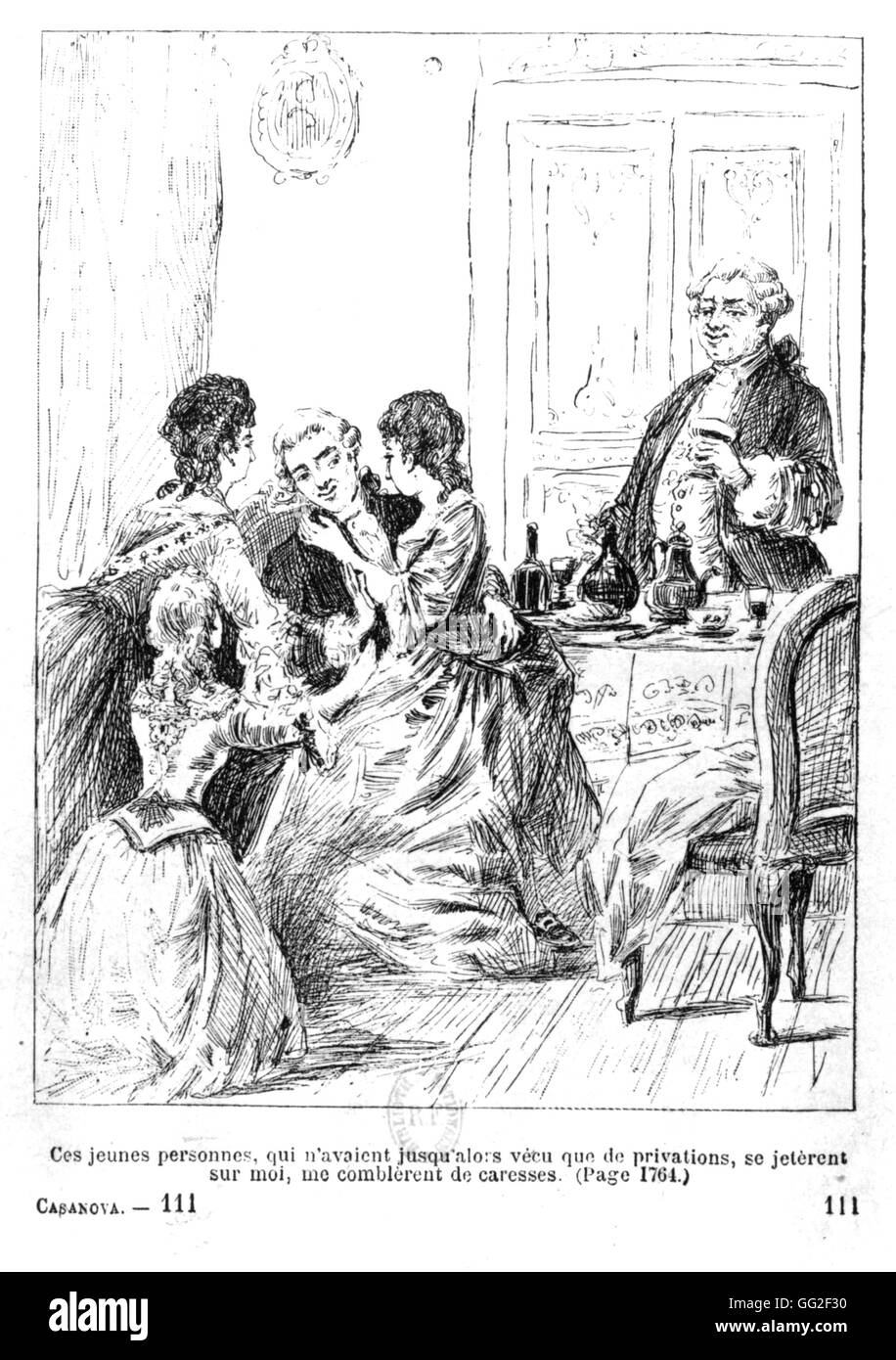 Scene from 'Histoire de ma vie' by Casanova. 19th century Stock Photo