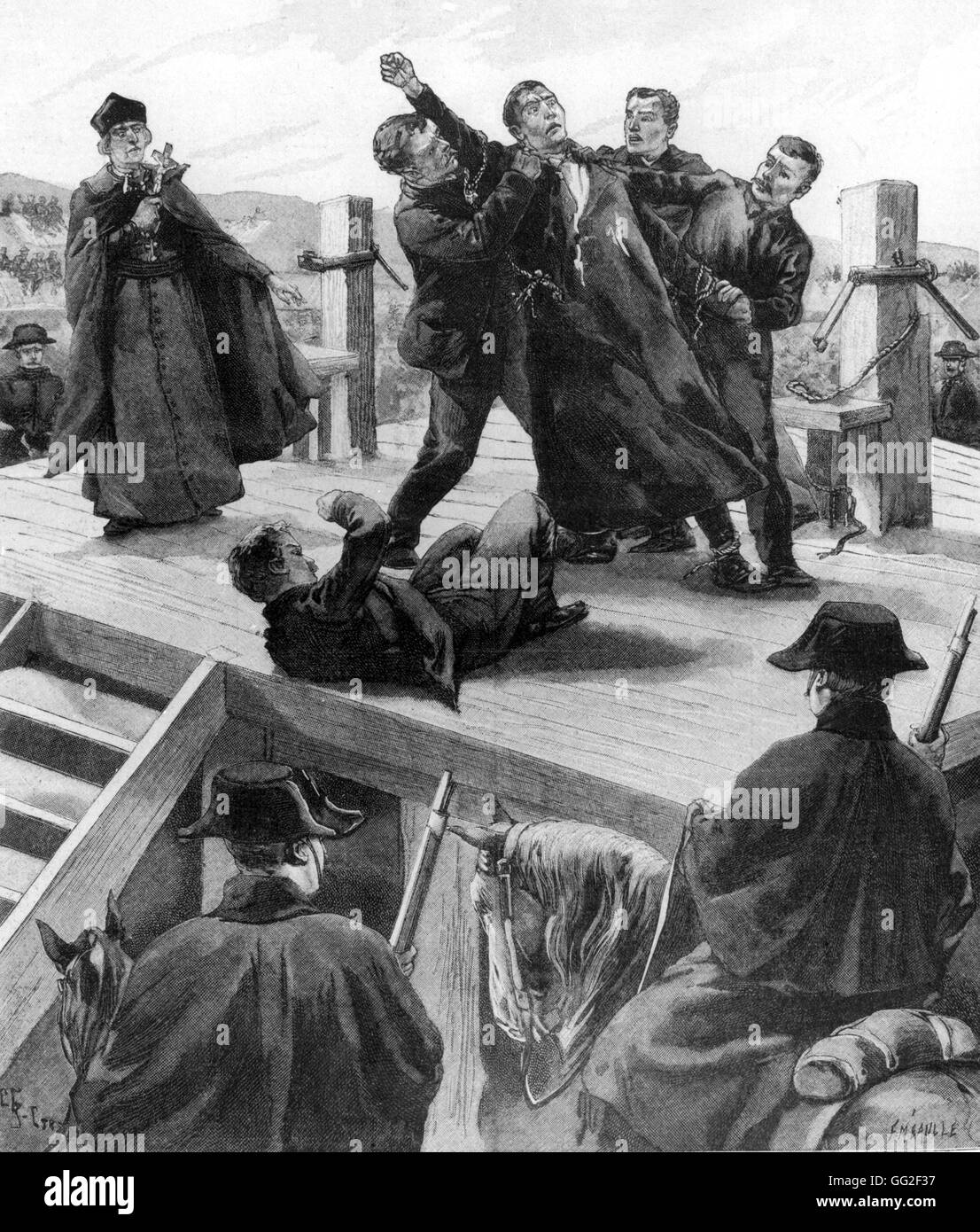 Execution of an anarchist (garrot torture) January 1900 Spain Stock Photo