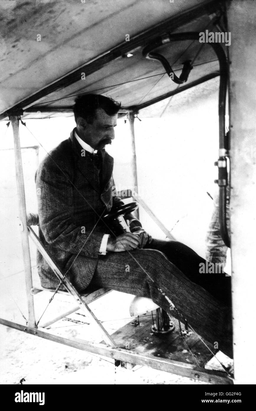 Blériot in his monoplane June 1909 France Paris. Bibliothèque Nationale Stock Photo