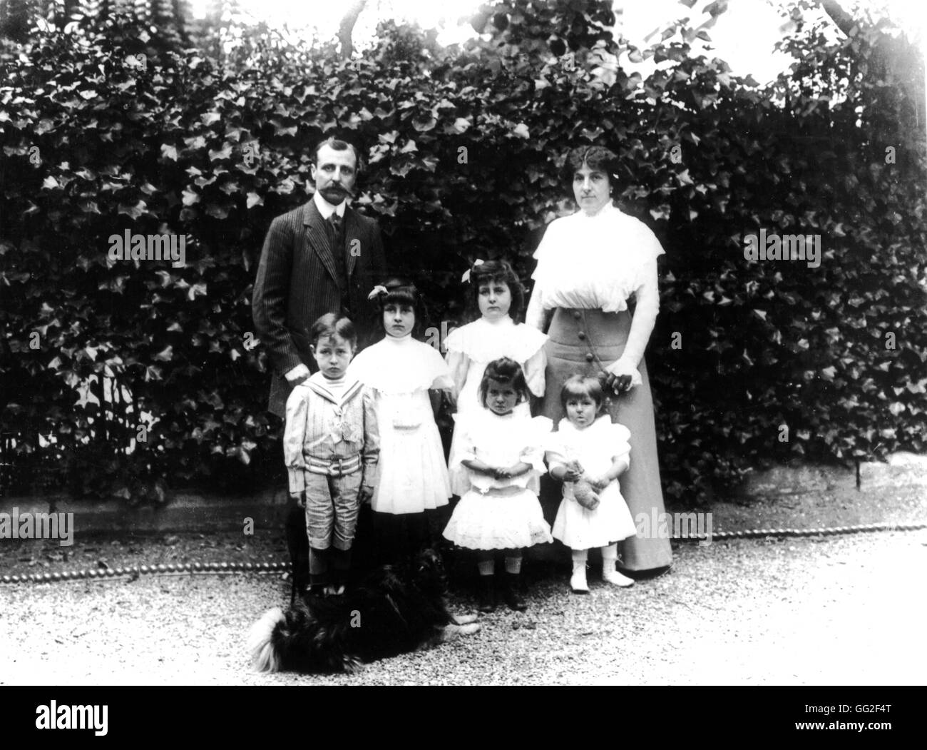 Louis Blériot (1872-1936) and his family July 30, 1909 France Paris. Bibliothèque Nationale Stock Photo