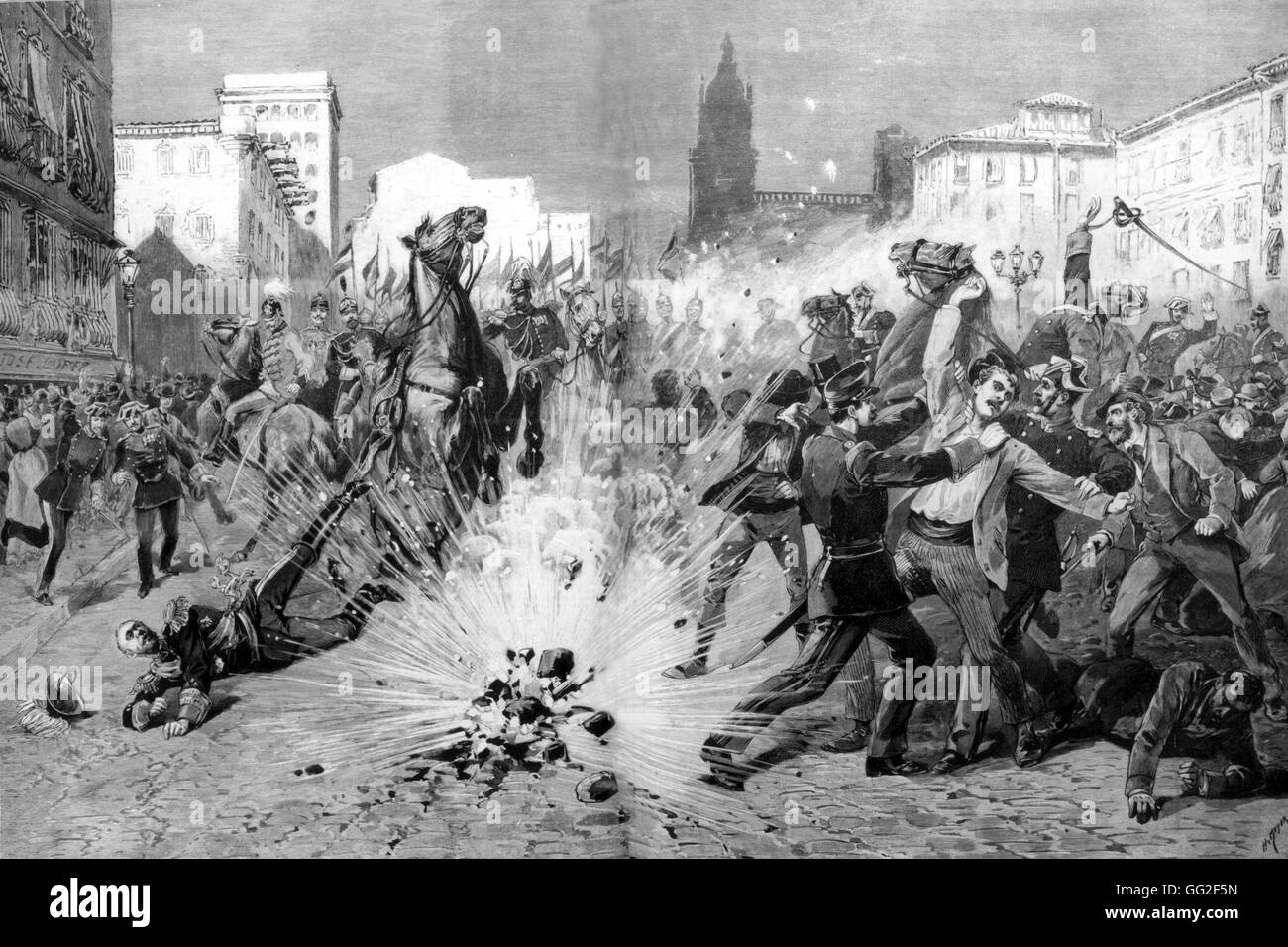 Anarchist assassination attempt against Marshal Martinez Campos October 1893 Spain Stock Photo