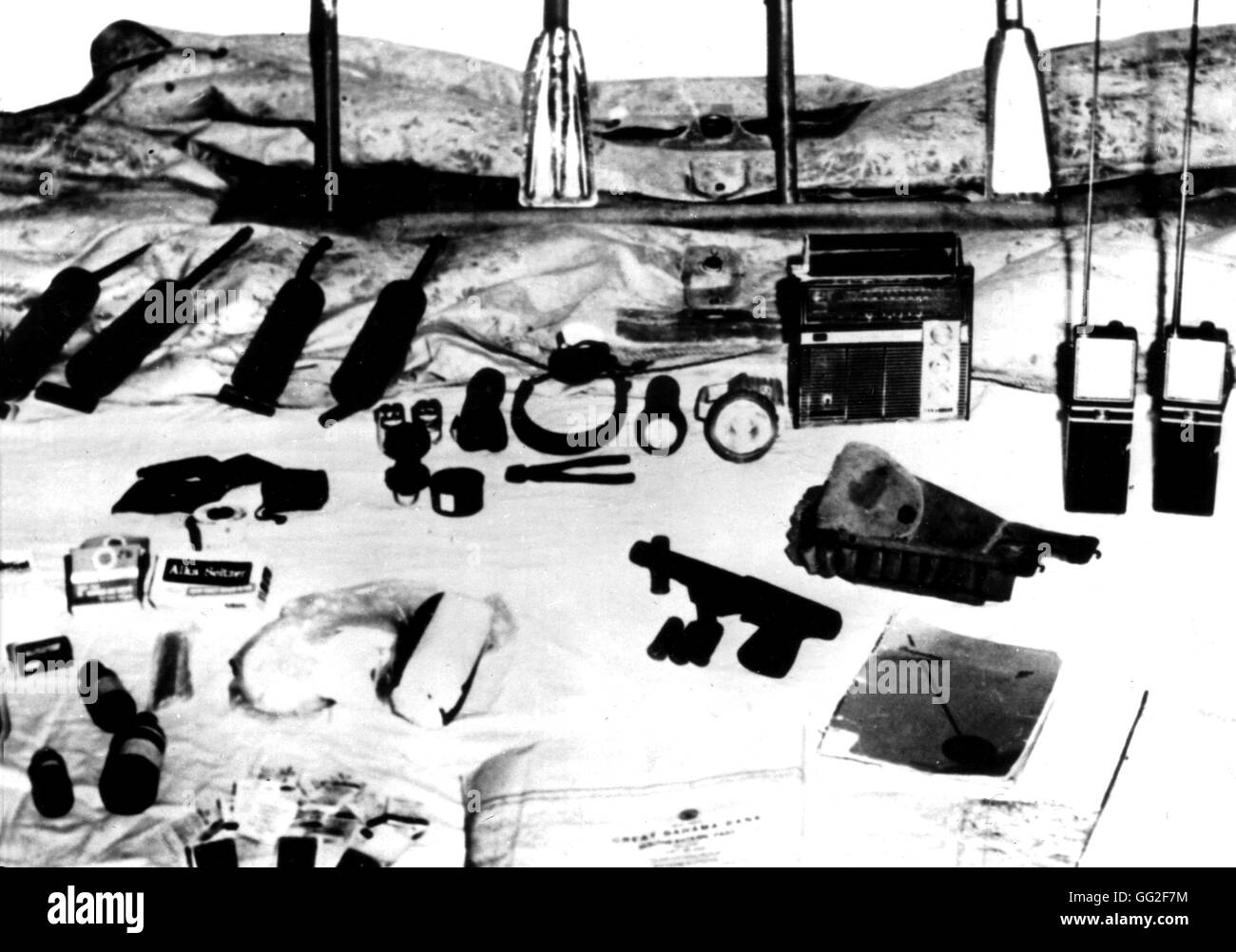 Landing at the Bay of Pigs. Various items taken to American mercenaries. 1961 Cuba Stock Photo
