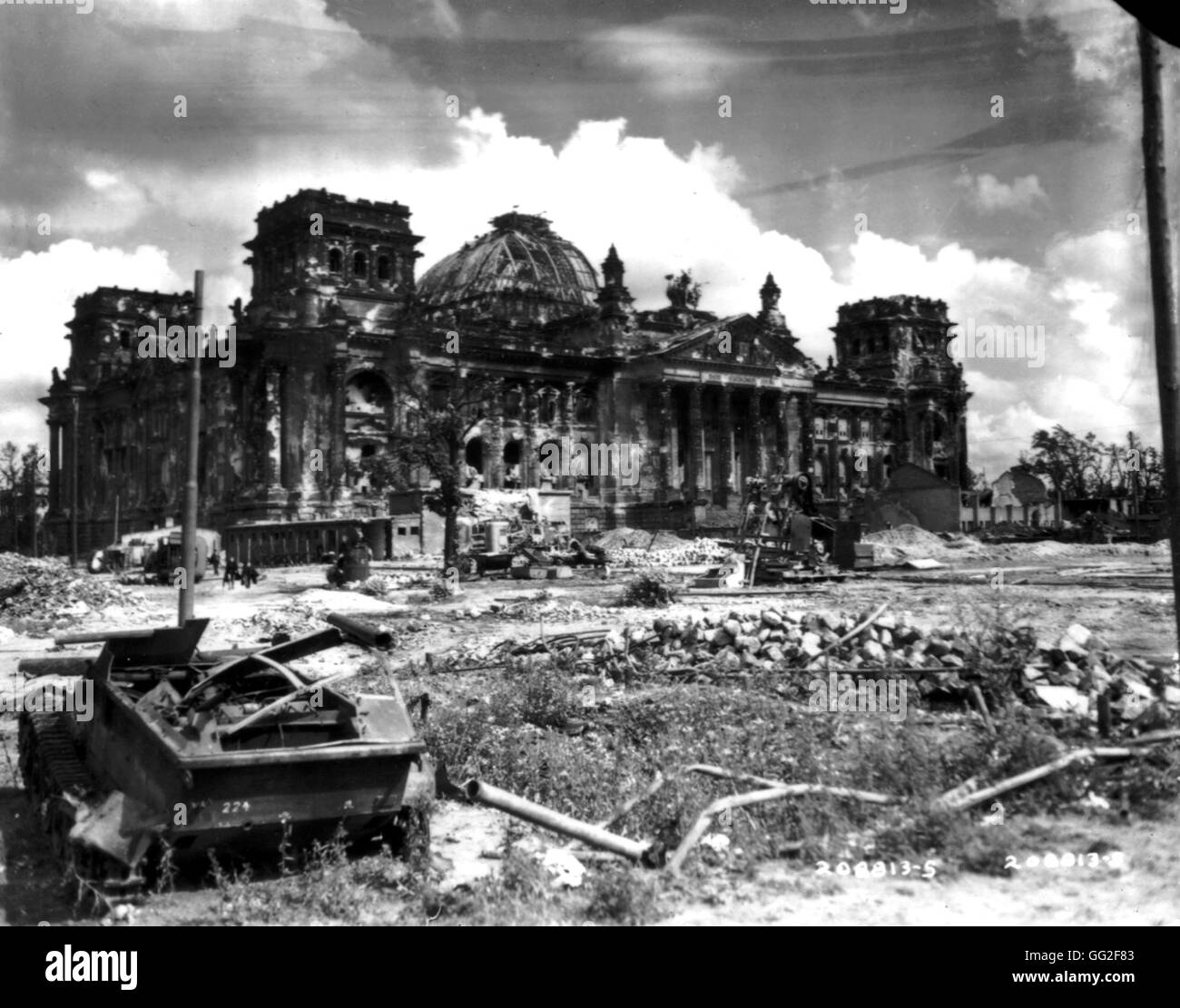 Ruins in Berlin around the Reichstag,  July 6, 1945  Germany Stock Photo