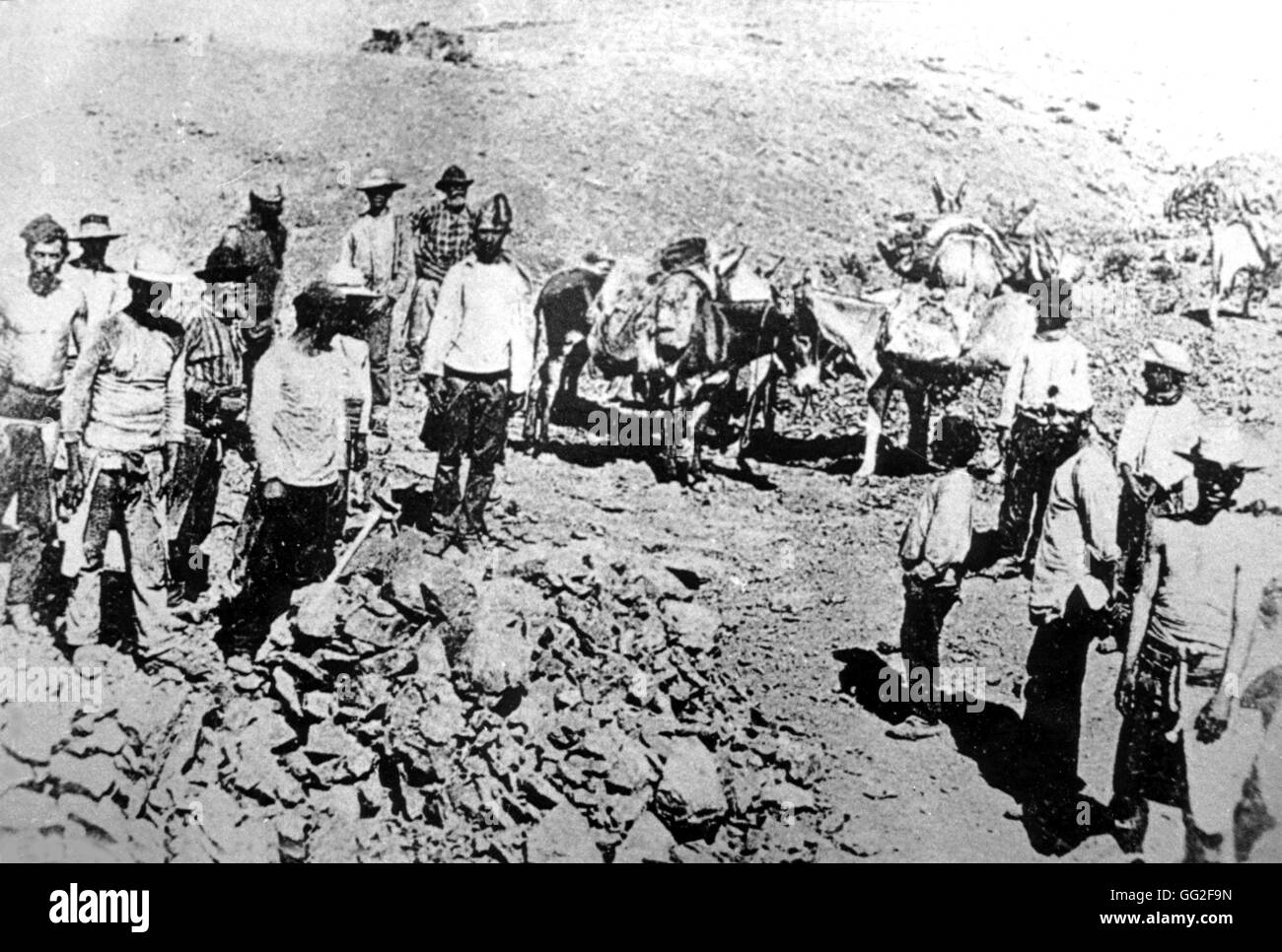 Work in the nitrate mines Chile, early 20th century Stock Photo