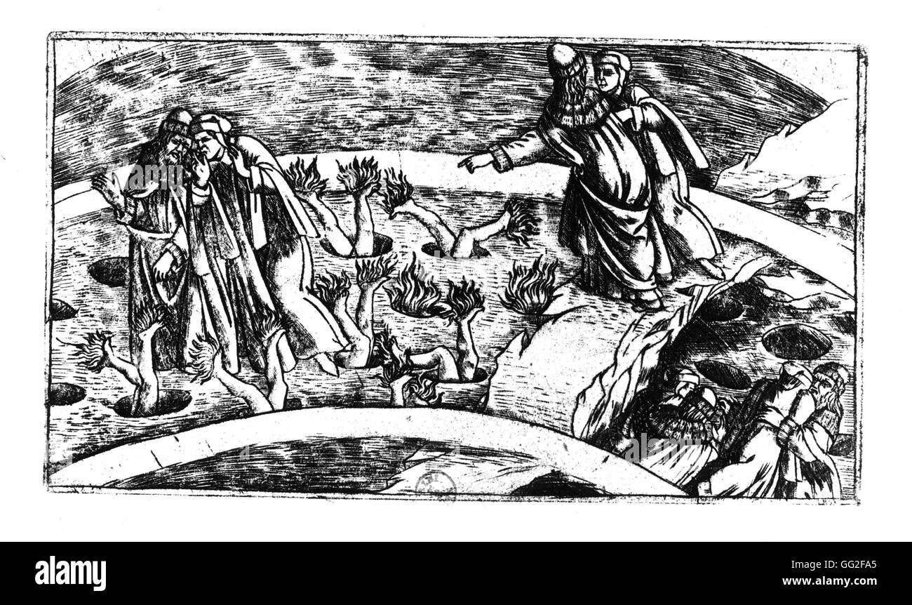 Sandro Botticelli (1445-1510) Dante's Inferno illustration, canto XIX Stock Photo