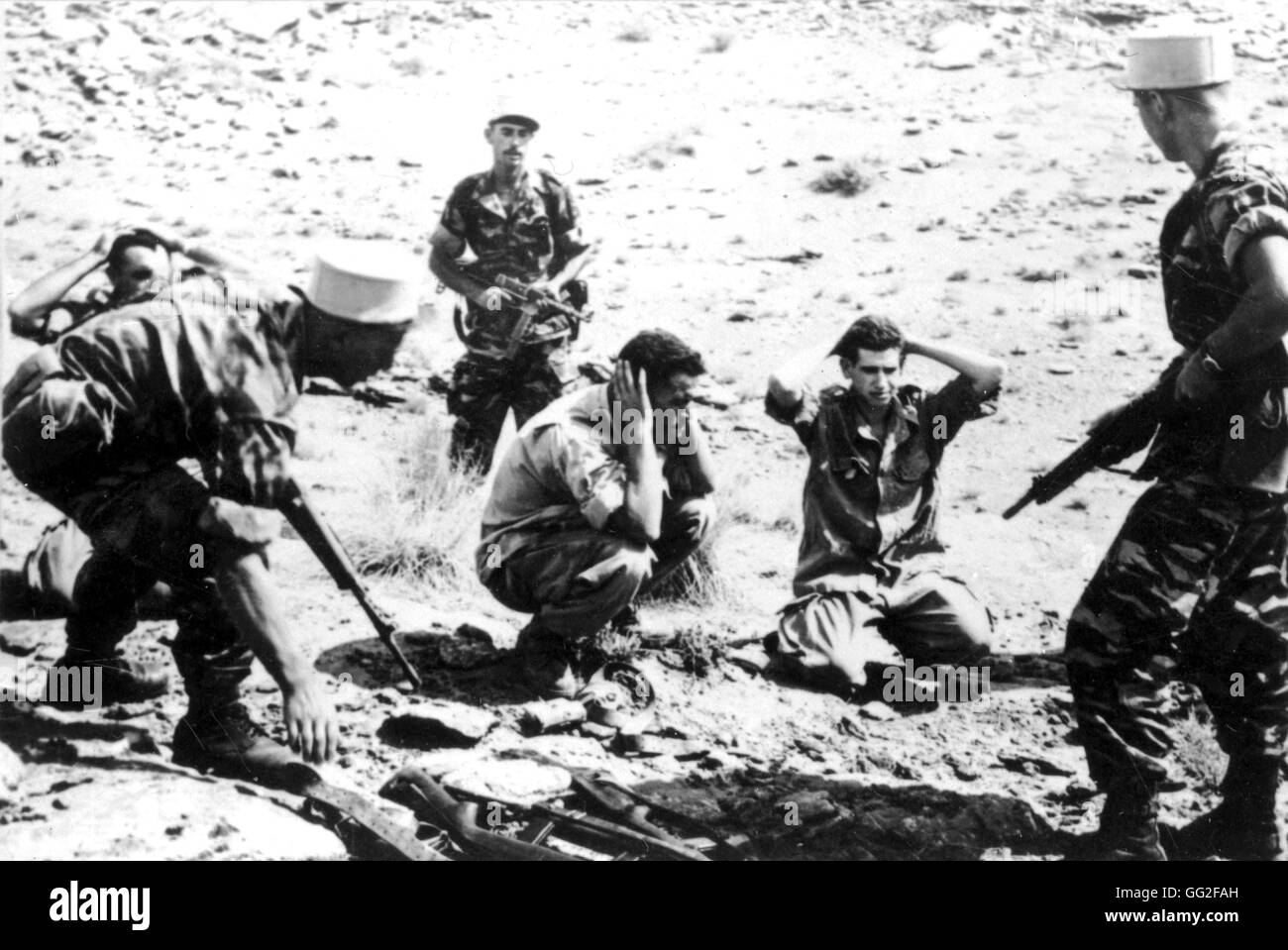 F.L.N. (National Liberation Front) prisoners captured by the Foreign Legion 1954 - 1962 France - Algerian War of Independence Stock Photo