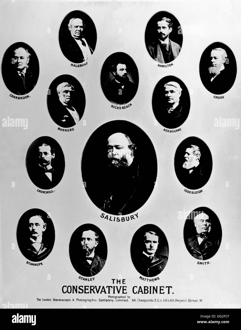 Robert Arthur Talbot Gascoyne Cecil Salisbury, Prime Minister, his conservatice cabinet, July 9, 1892 Great-Britain Stock Photo