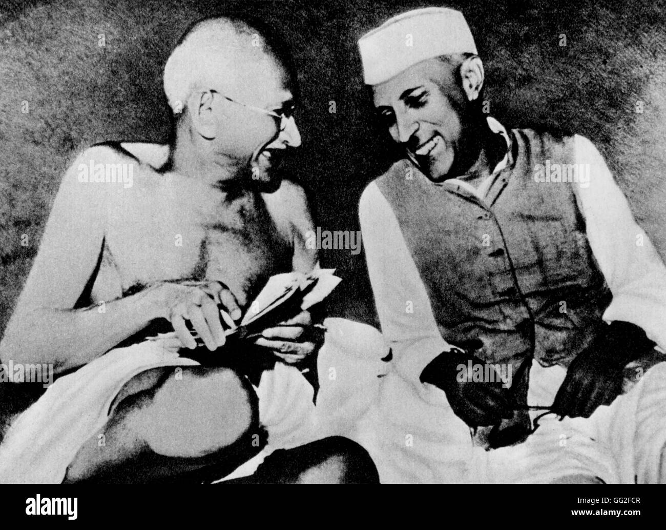 Gandhi and Nehru 20th India Stock Photo
