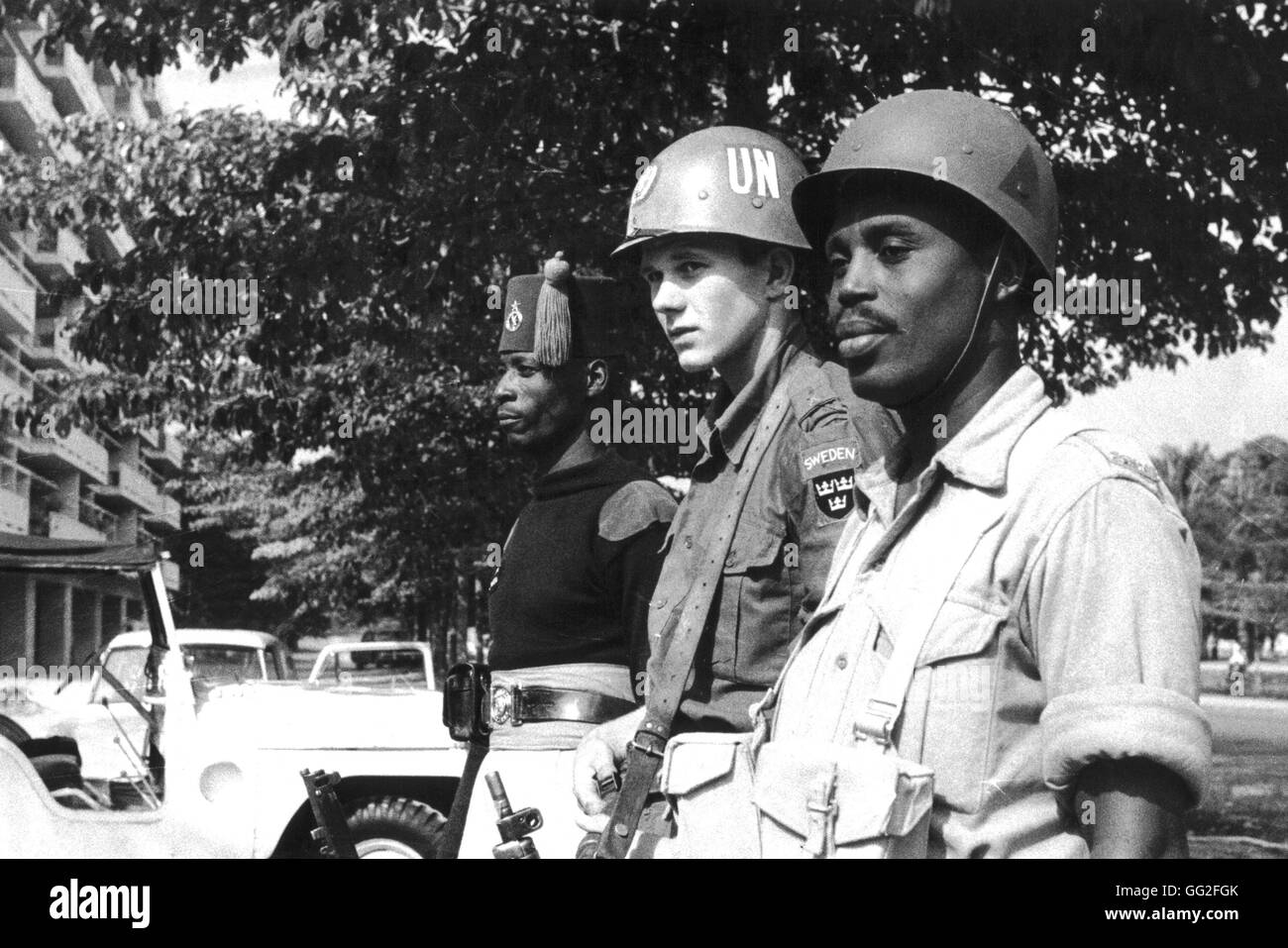 U.N.O. soldiers from different contigents, on duty in Leopoldville 1960 Congo (Zaire) Stock Photo