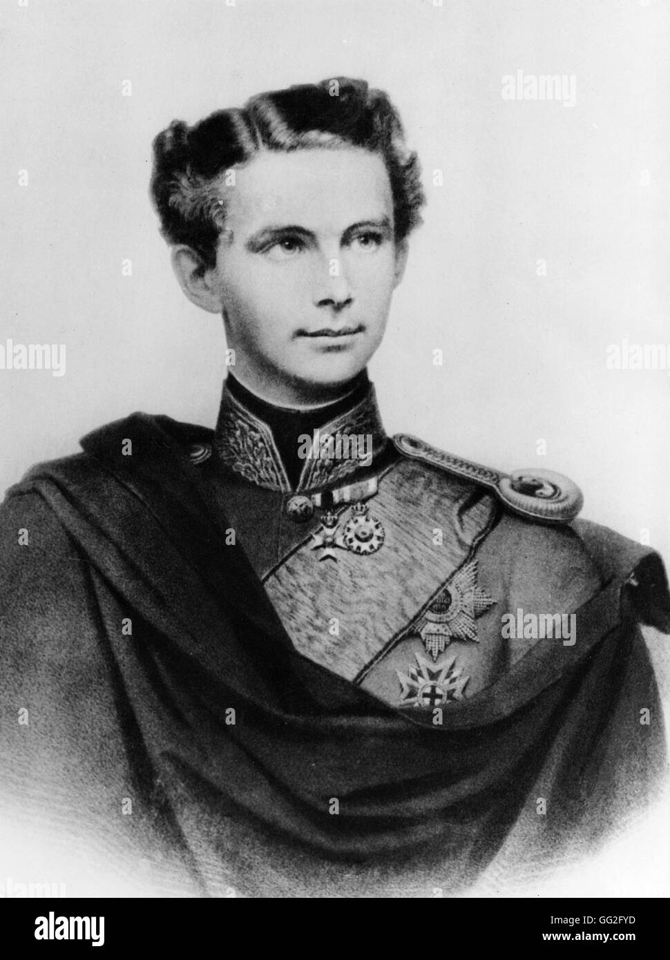 Anonymous Portrait of King Ludwig II of Bavaria Lithograph 19th century Stock Photo