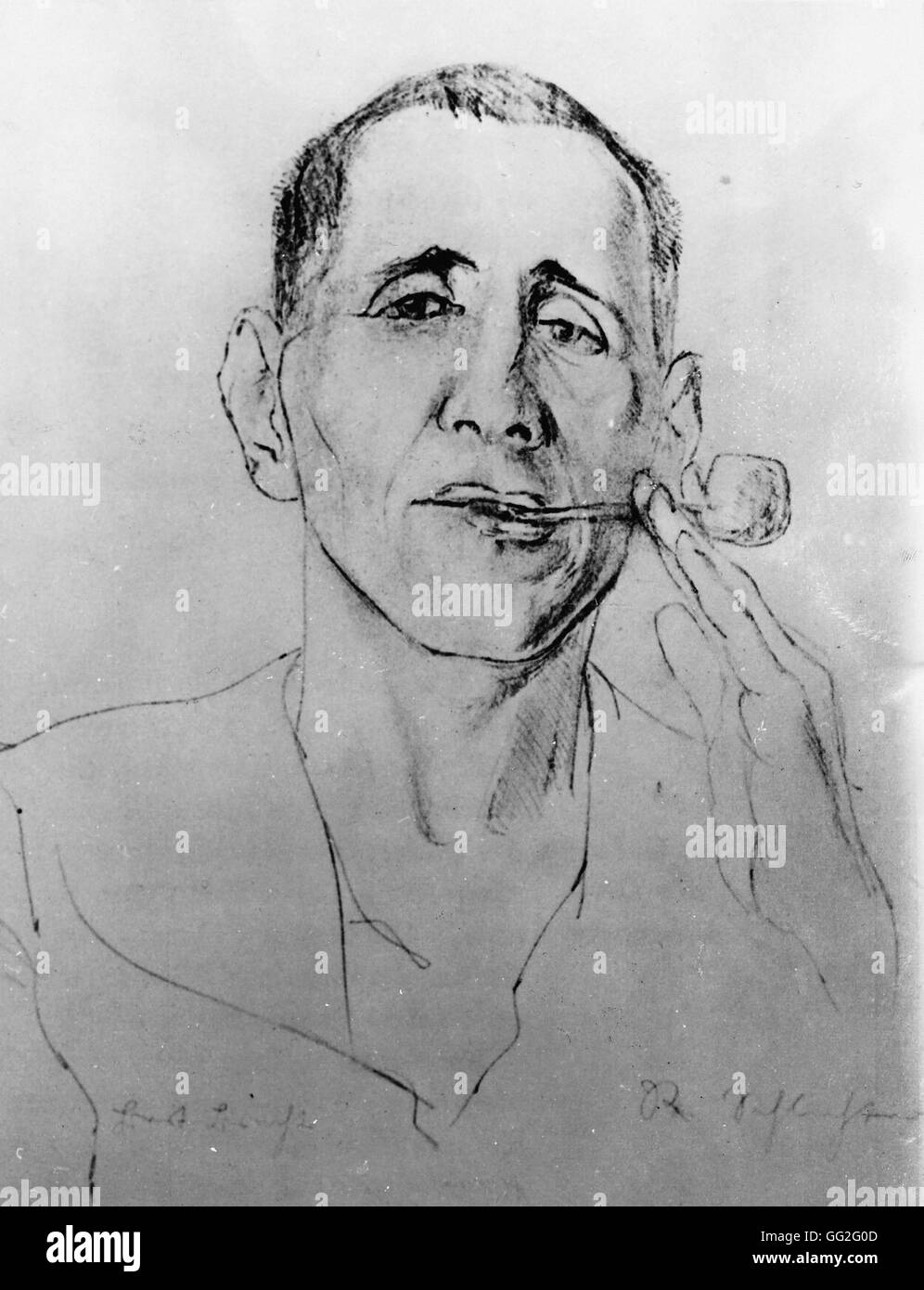 Rudolf Schlichter German school Portrait of Bertolt Brecht 20th century Stock Photo