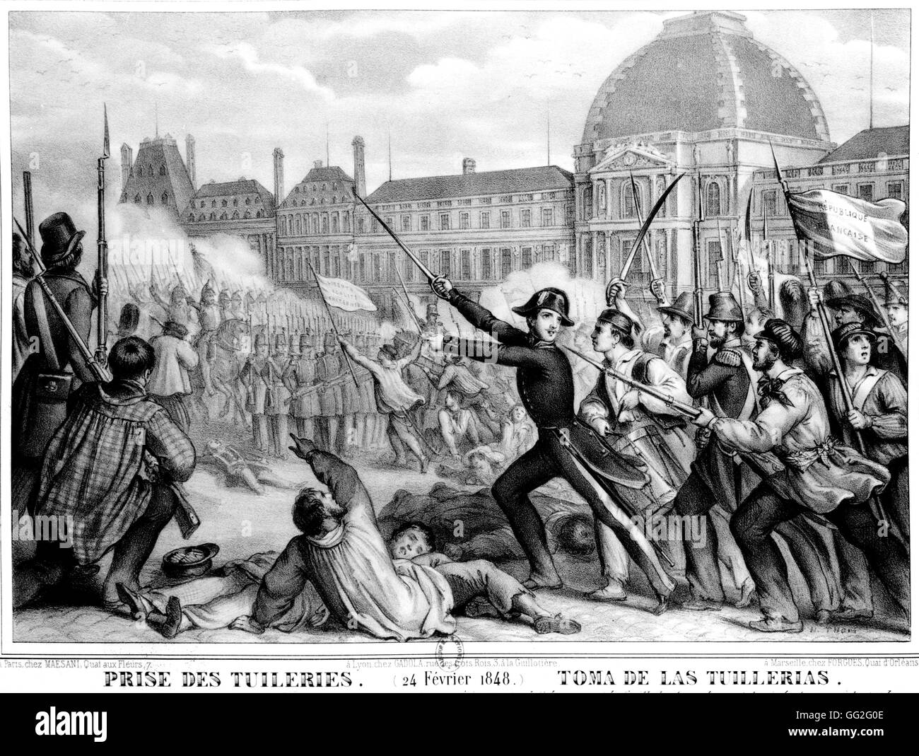 Storming of the Tuileries on February 24, 1848 Paris, Bibliotheque Nationale de France Stock Photo