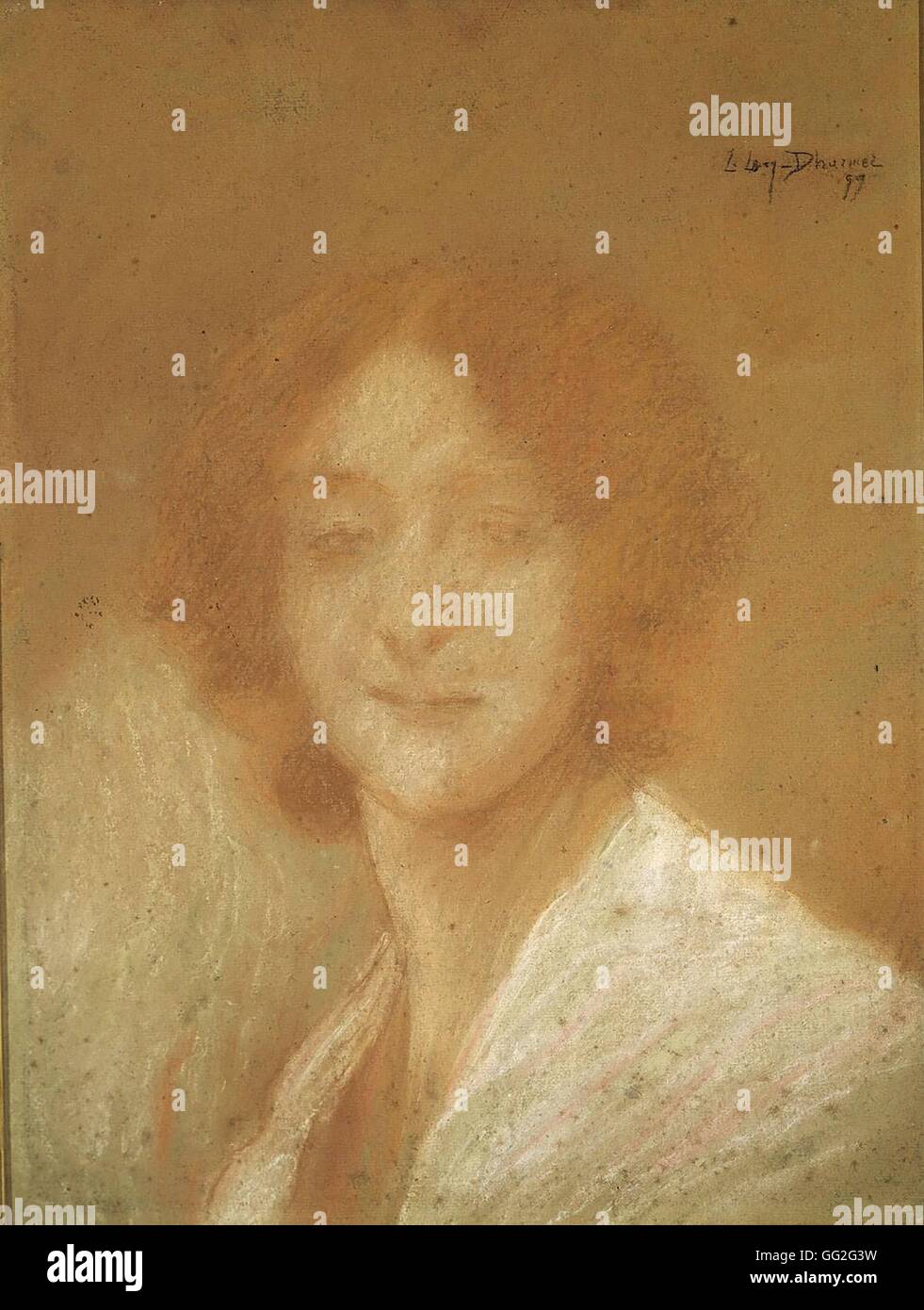 Lucien Lévy-Dhurmer French school Woman with the smile of Mona Lisa (La Gioconda) 1899 Pastel Private collection Stock Photo