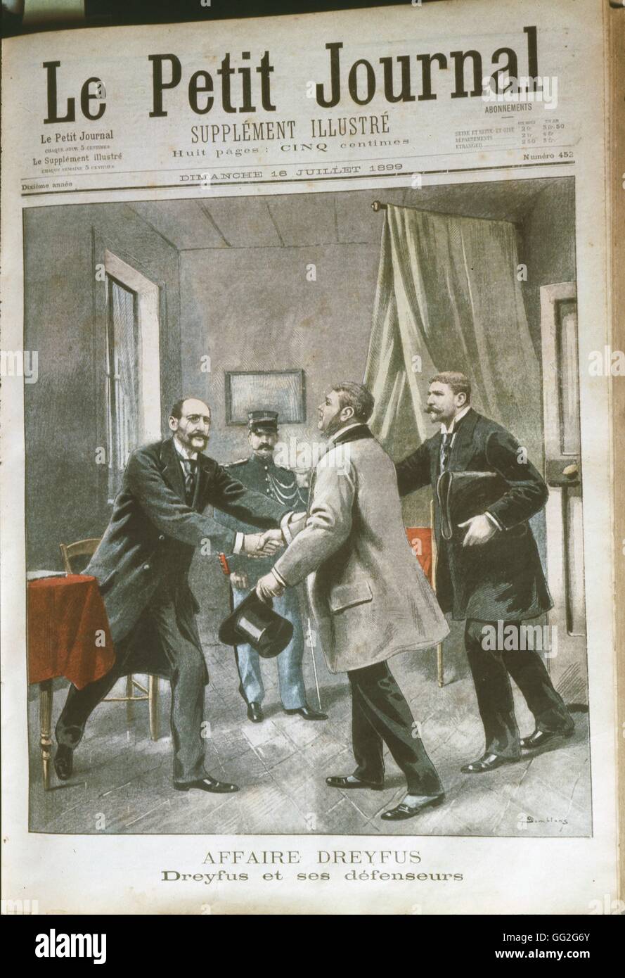 Alfred Dreyfus and his attorneys in. 'Le Petit Journal' July 16, 1899 Stock Photo