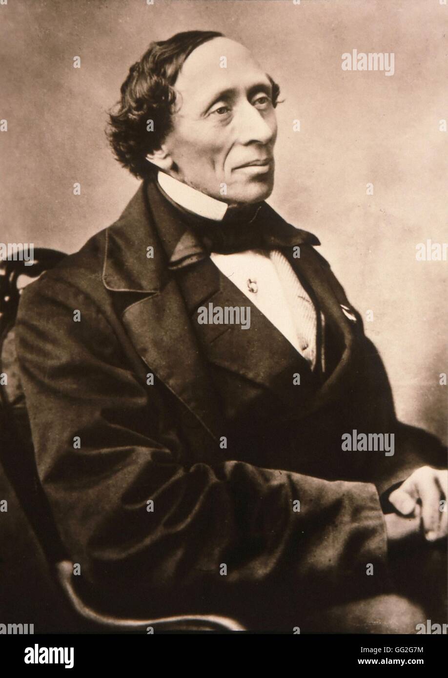 Portrait of Danish writer Hans Christian Andersen. Photograph taken in 1862 Odense, Hans Christian Andersen museum Stock Photo