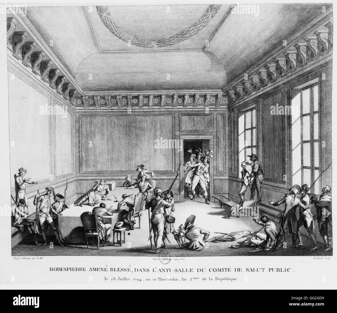 Robespierre brought wounded meeting hall hires stock photography and