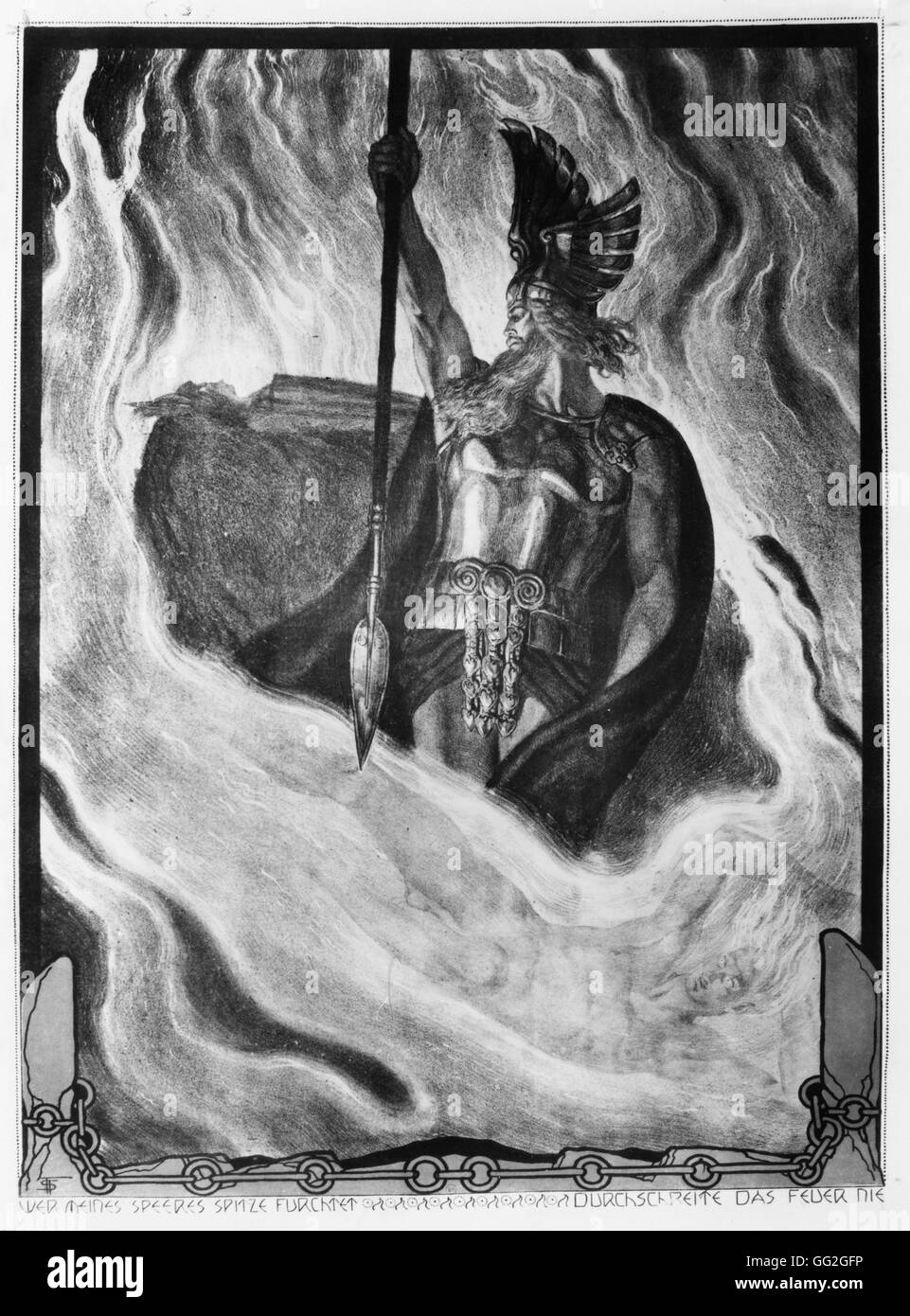 Franz Stassen German school Wotan 1914 For a series of illustrations for Wagner's 'Das Rheingold.' 24 lithographs published by Weise & Co. Verlag, Berlin. Original size: 80 x 60 cm Stock Photo