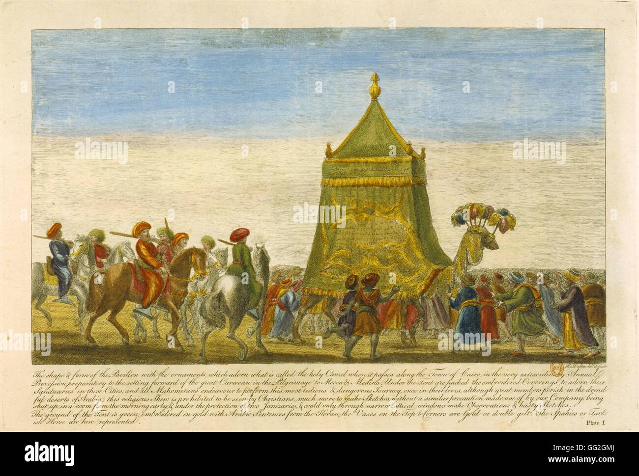 Religious procession for the yearly pilgrimage to Mecca. 1749 Plate 1 from 'Antiquities and Views in Greece and Egypt' Paris, Bibliothèque Nationale de France Stock Photo