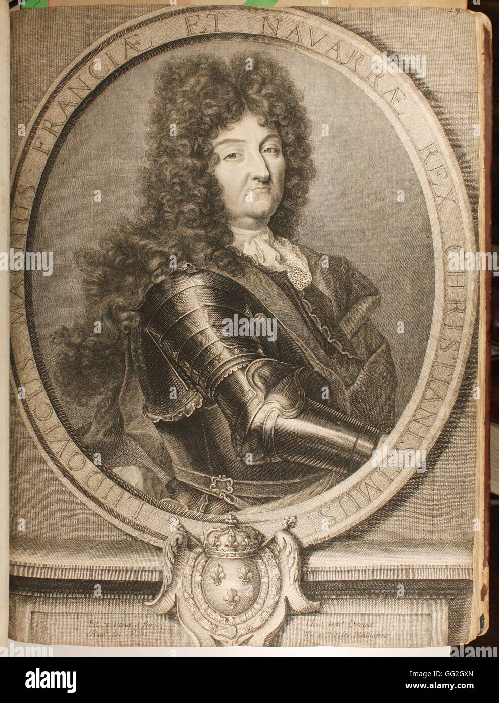Hyacinthe Rigaud (after) French school Louis XIV King of France, (1638-1715) Engraving Stock Photo