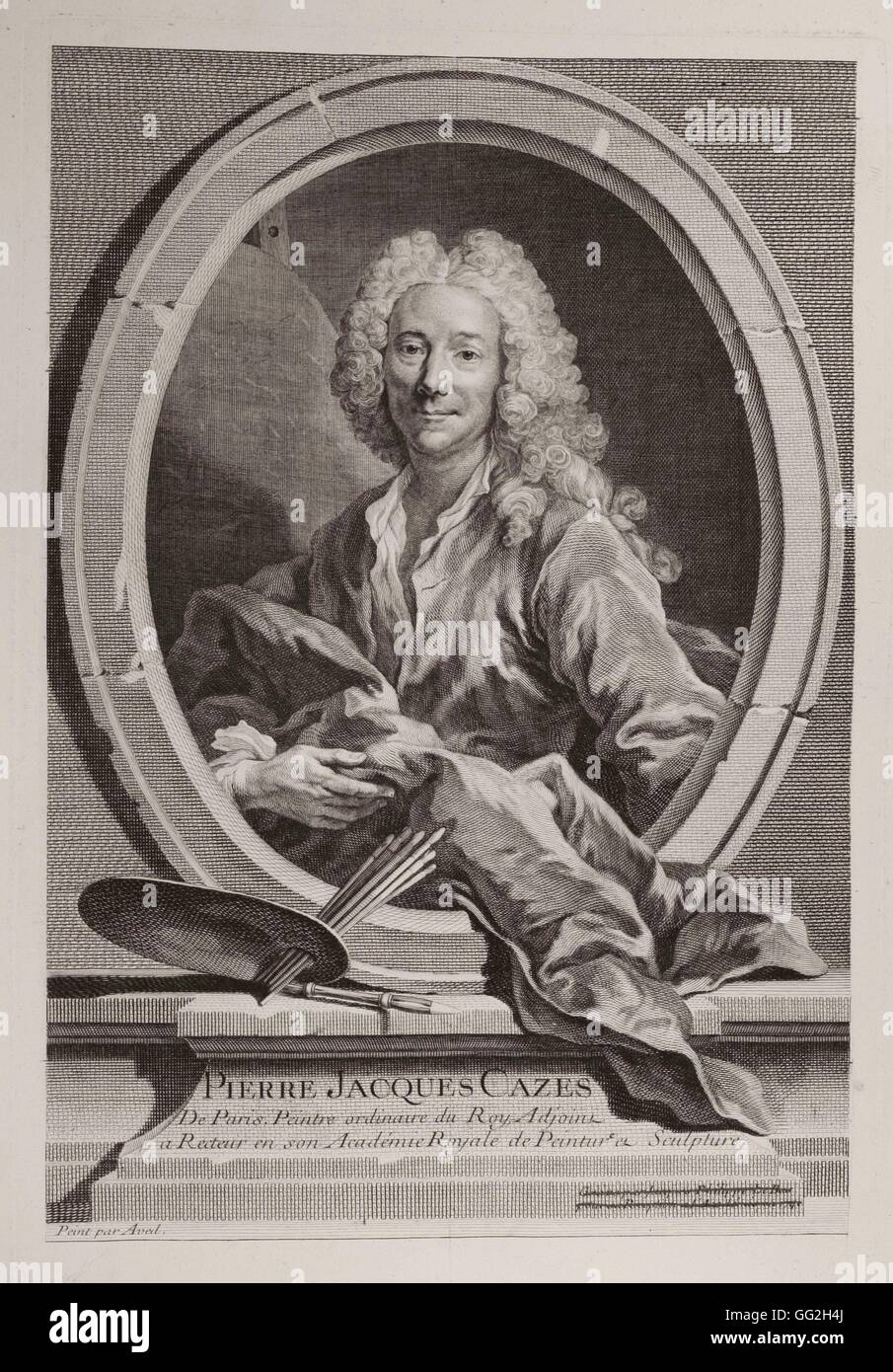 Jacques Philippe Le Bas, after Jacques-André-Joseph Aved French school Pierre-Jacques Cazes (1676-1754), French painter and artist  Engraving 1730 Stock Photo