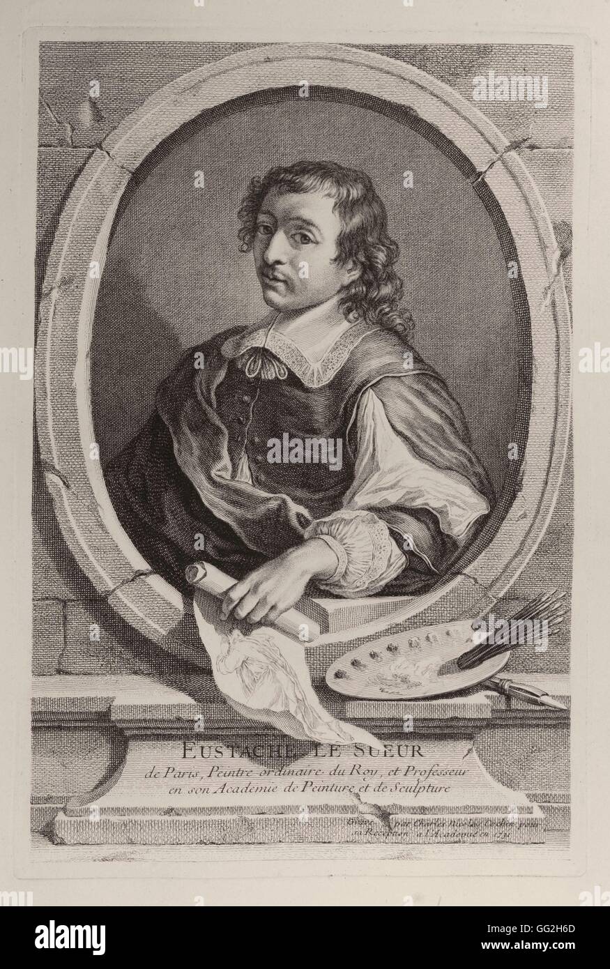 Charles-Nicolas Cochin fils (the younger) French school Eustache Lesueur or Le Sueur, (1616-1655), French painter and draughtsman, sometimes nicknamed 'the French Raphaël.' Stock Photo