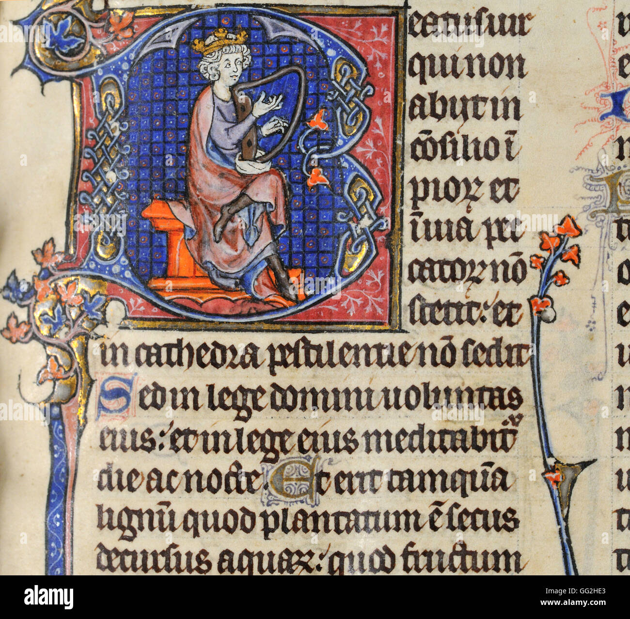 King David playing the harp Breviary for Paris, folio 9 Early 14th