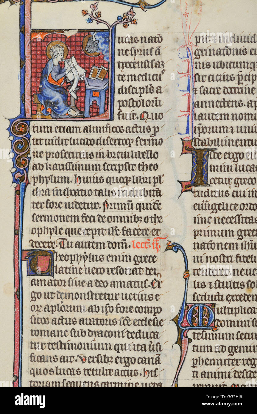 Saint Luke Breviary for Paris, folio 418 Early 14th century manuscript Parchment Stock Photo