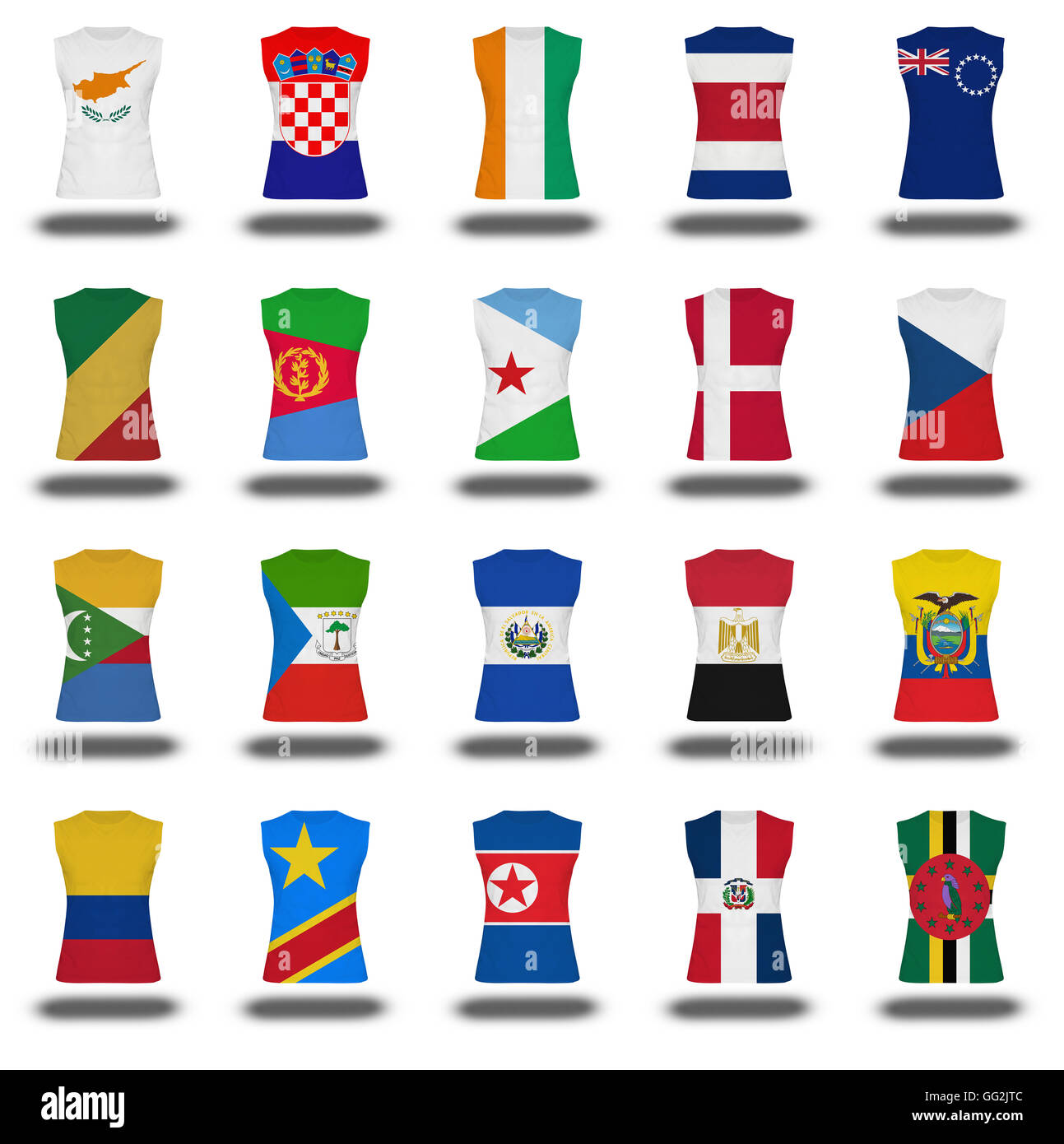 compilation of nationals flag shirt icon on white background part 310 Stock Photo