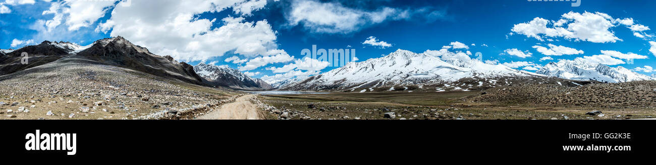 Shandur Pass road horizon barren landscape Stock Photo