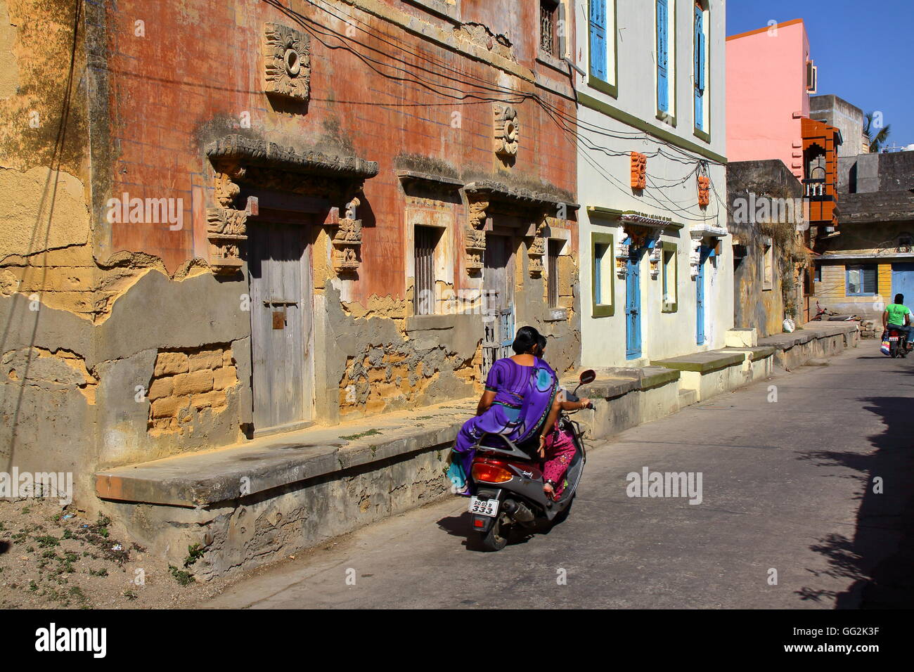 Old portuguese colonial buildings in Diu Island, India Stock Photo