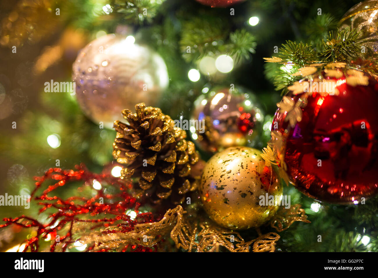 Christmas background with Christmas balls - Soft focus Stock Photo