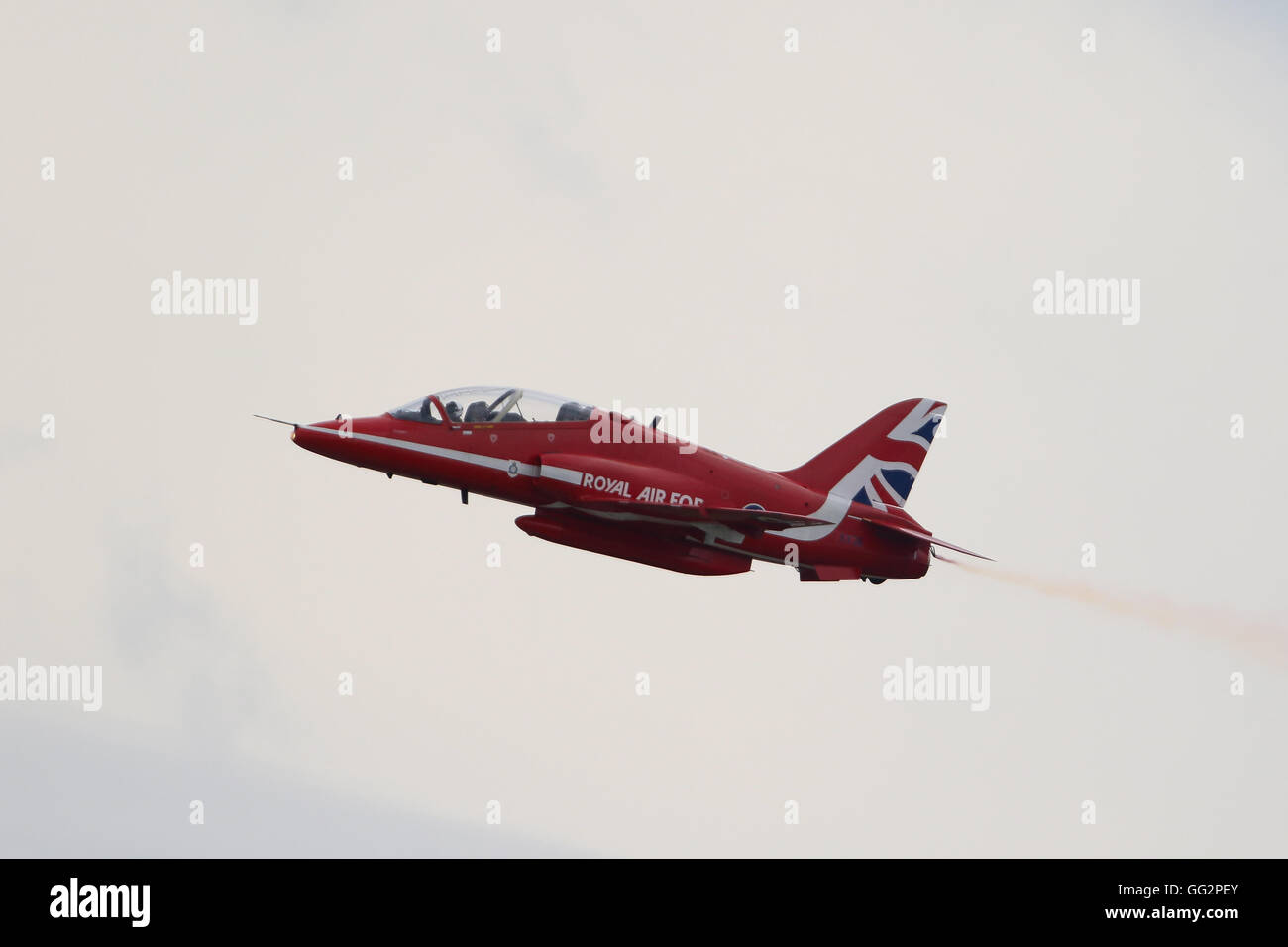 The Red Arrows display at the Royal International Air Tattoo Stock Photo