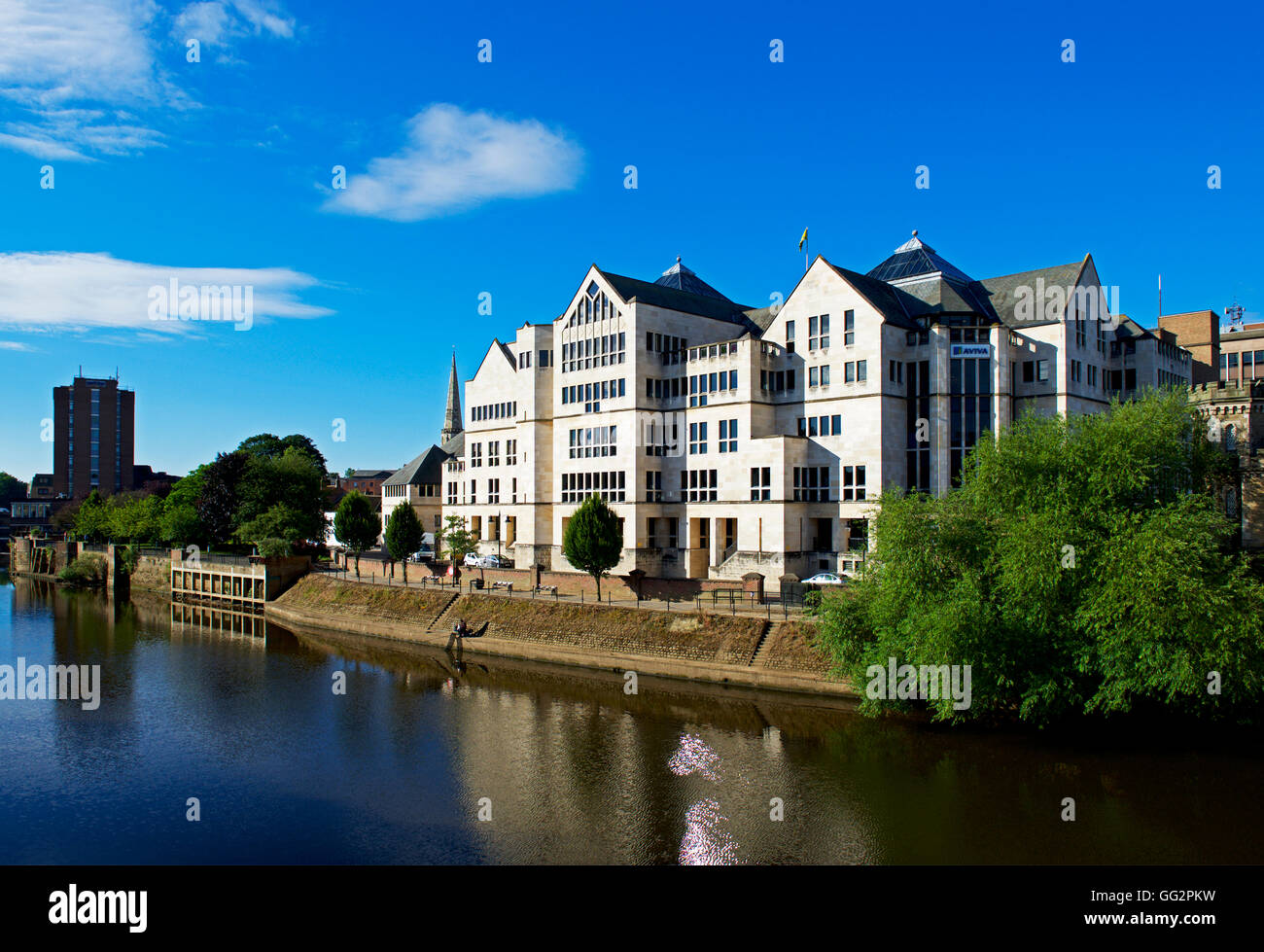 The Aviva office building, overlooking the River Ouse, in York,  North Yorkshire, England UK Stock Photo