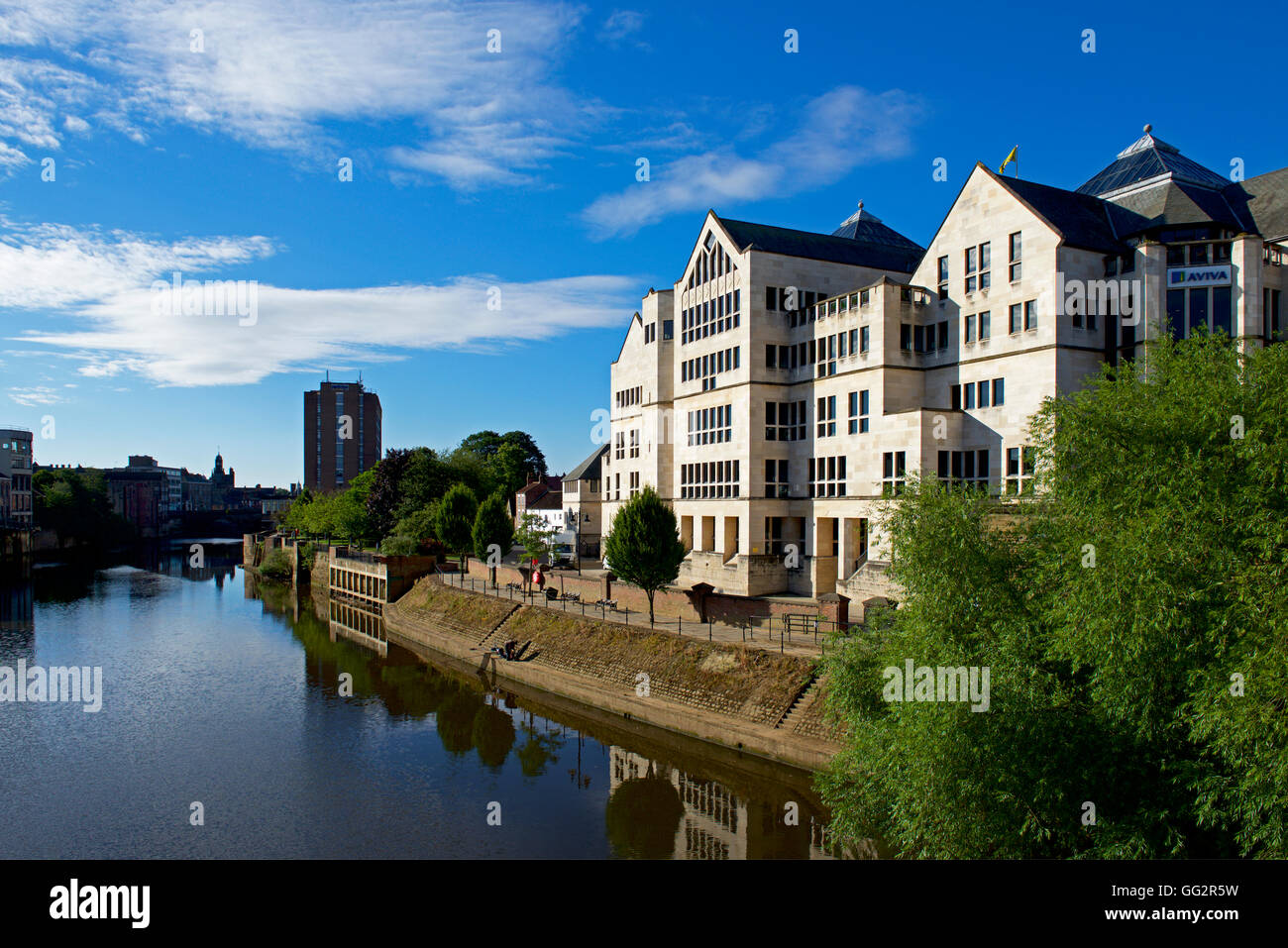 The Aviva office building, overlooking the River Ouse, in York,  North Yorkshire, England UK Stock Photo