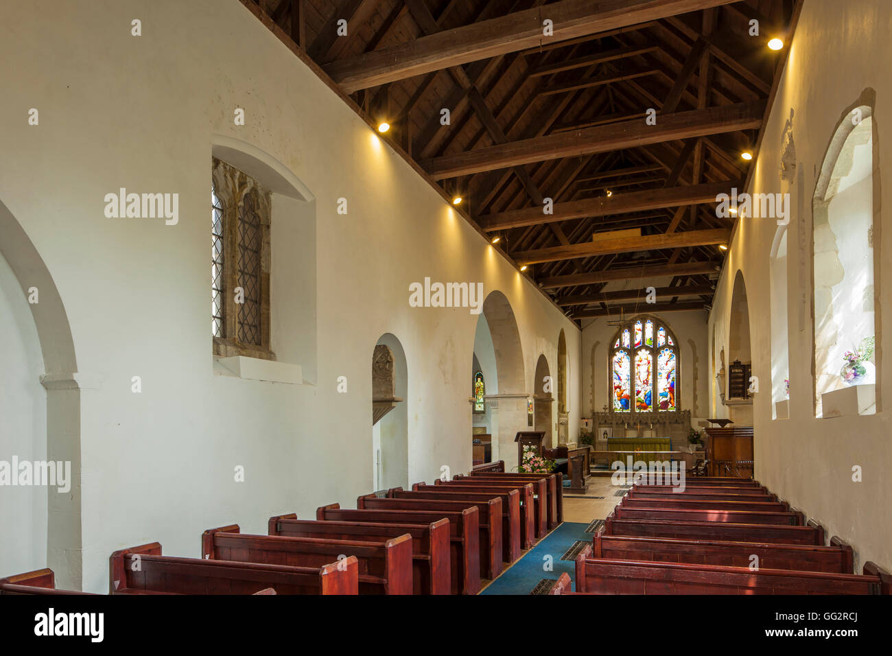 Interior of St Mary's church in Sompting village, West Sussex, England